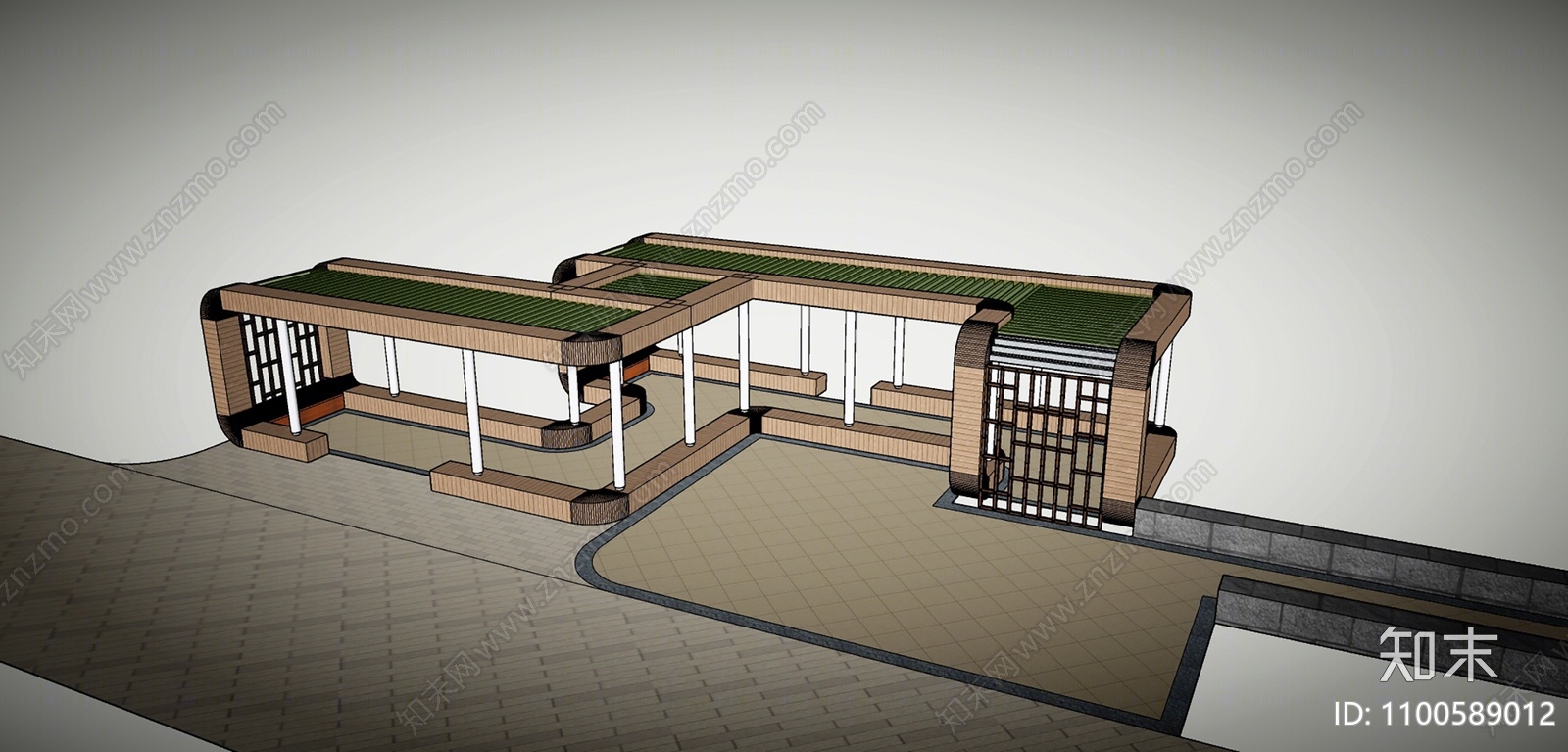 现代休闲廊架SU模型下载【ID:1100589012】