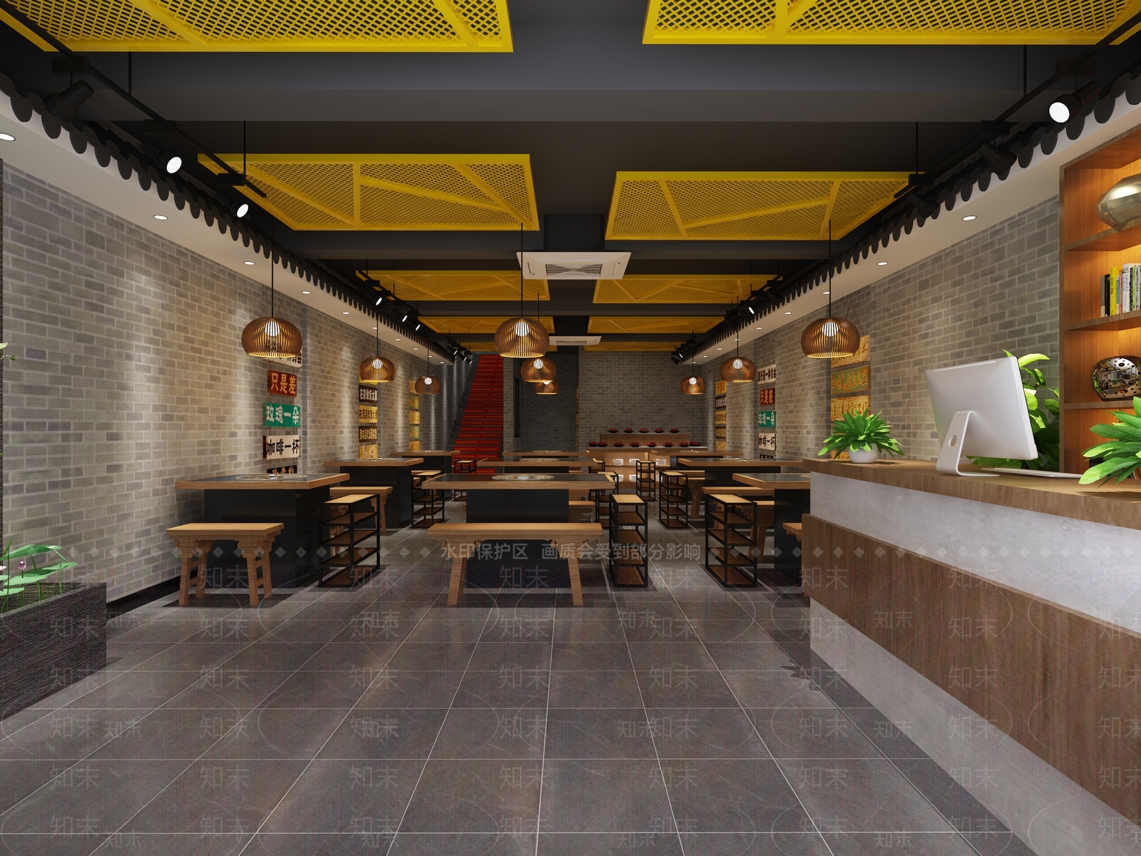 工业风火锅店3D模型下载【ID:1100589735】