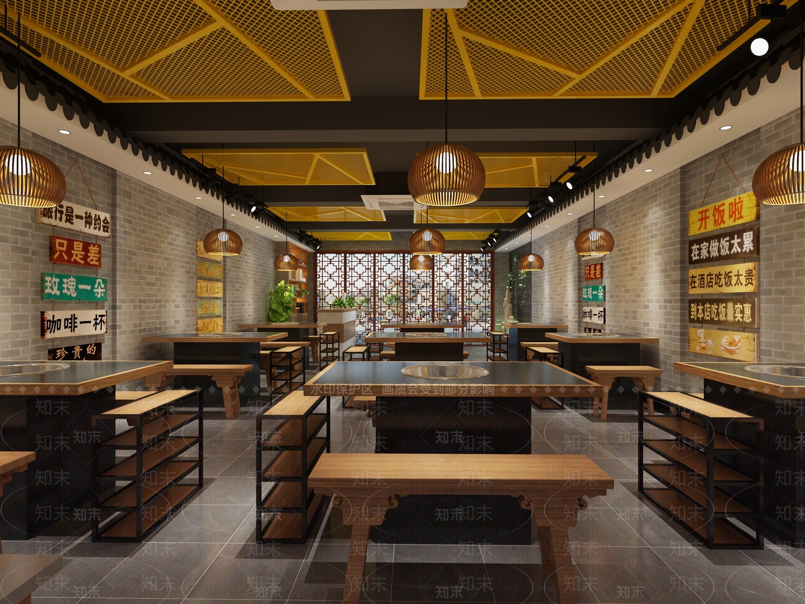 工业风火锅店3D模型下载【ID:1100589735】