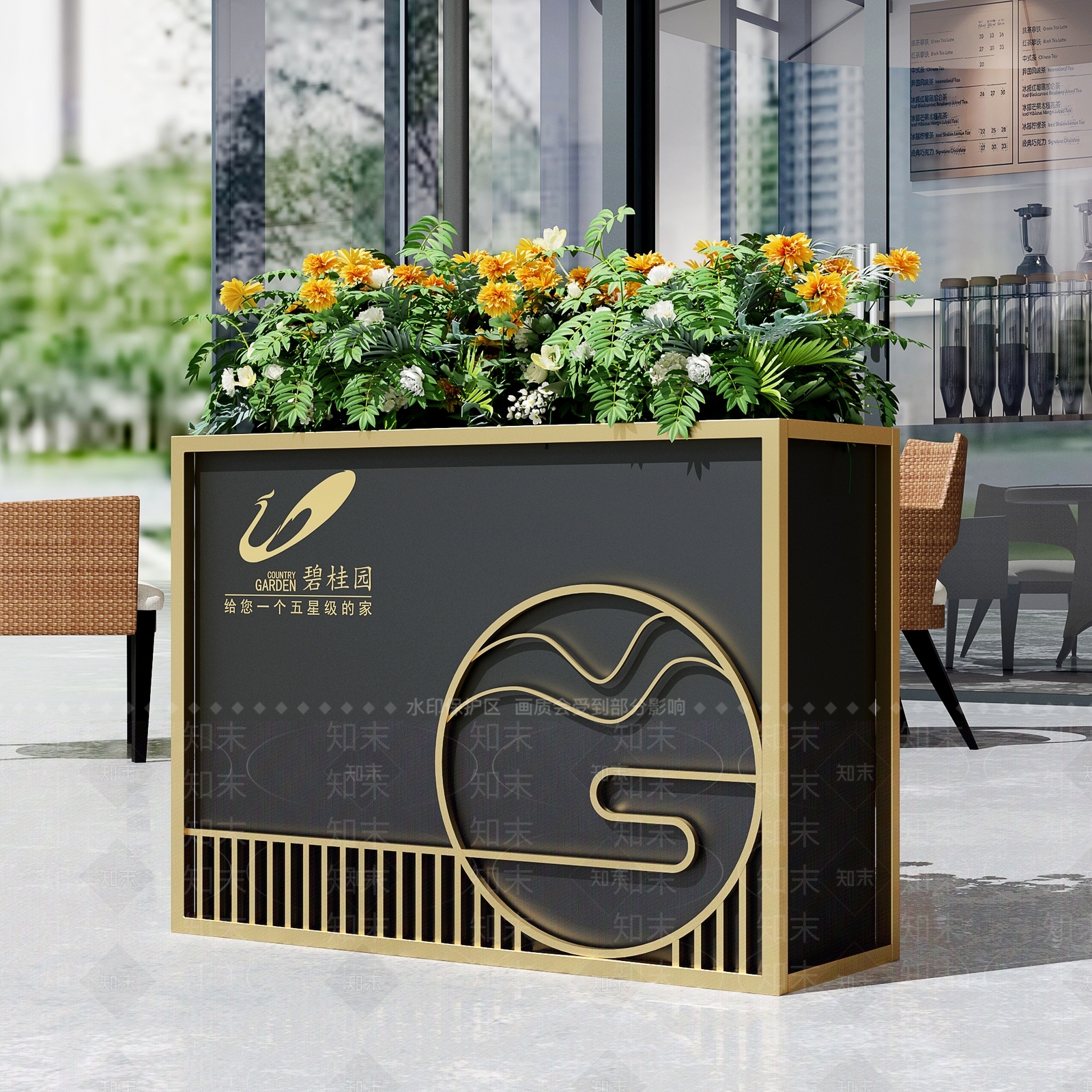 现代花坛花钵3D模型下载【ID:1100592366】