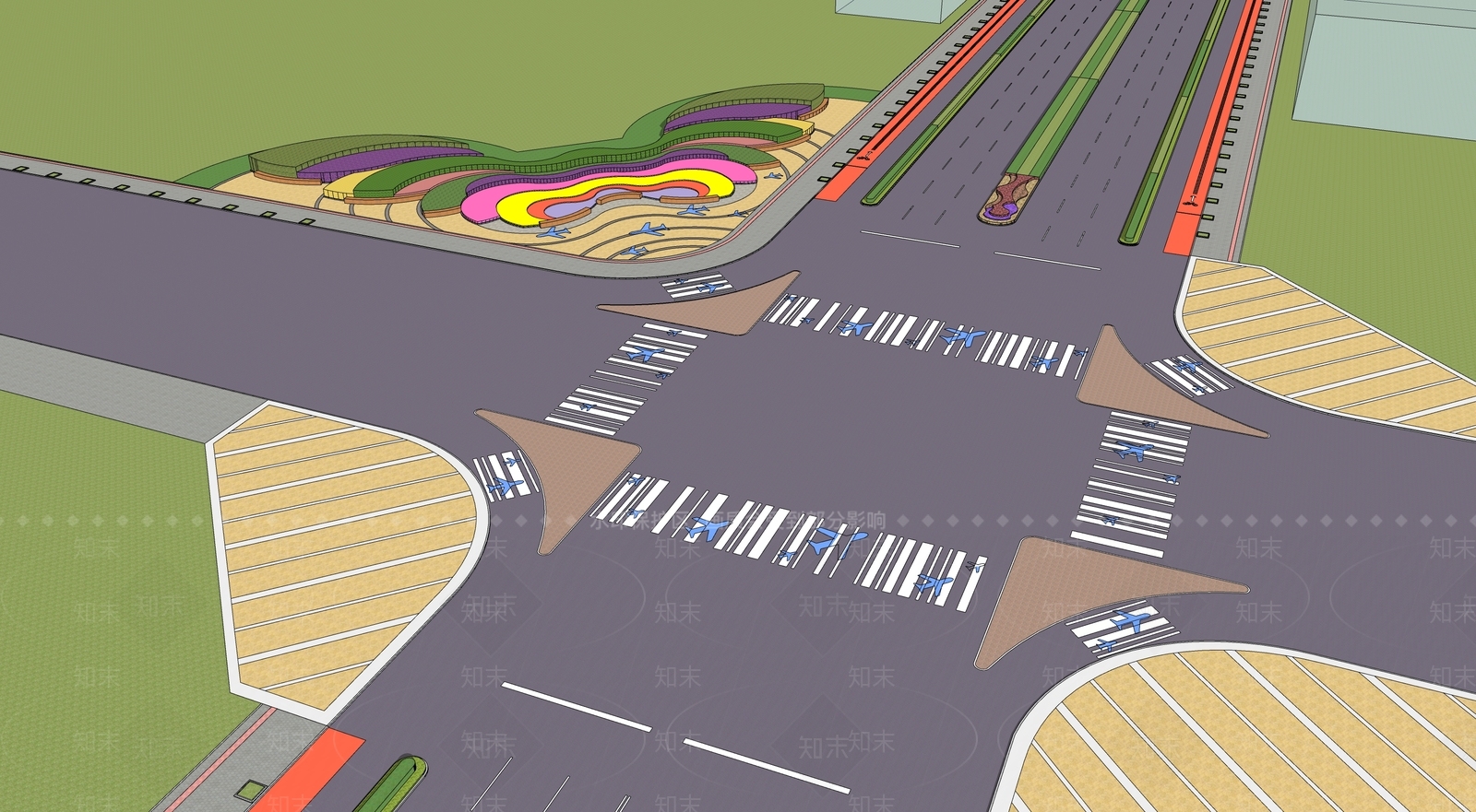 现代城镇道路SU模型下载【ID:1100595682】