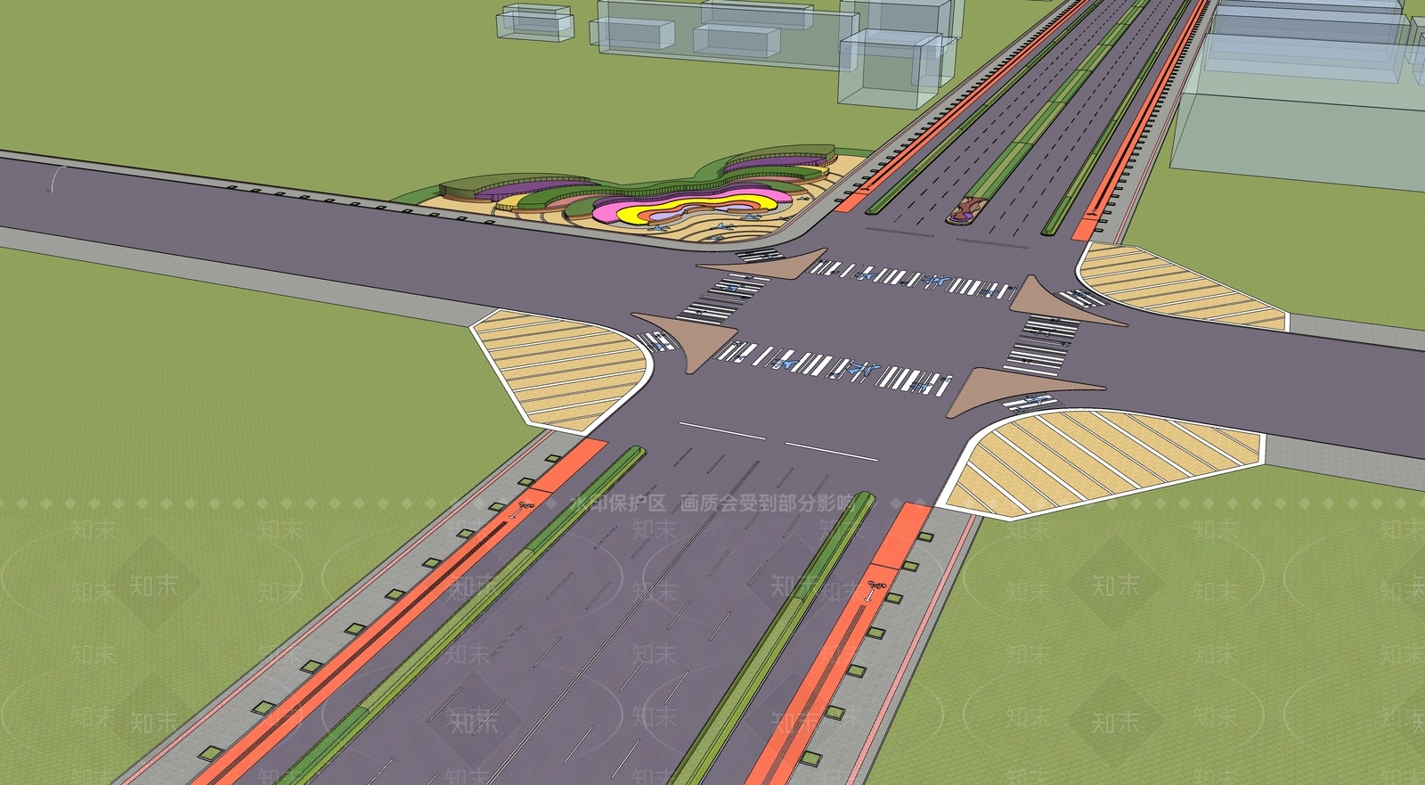 现代城镇道路SU模型下载【ID:1100595682】
