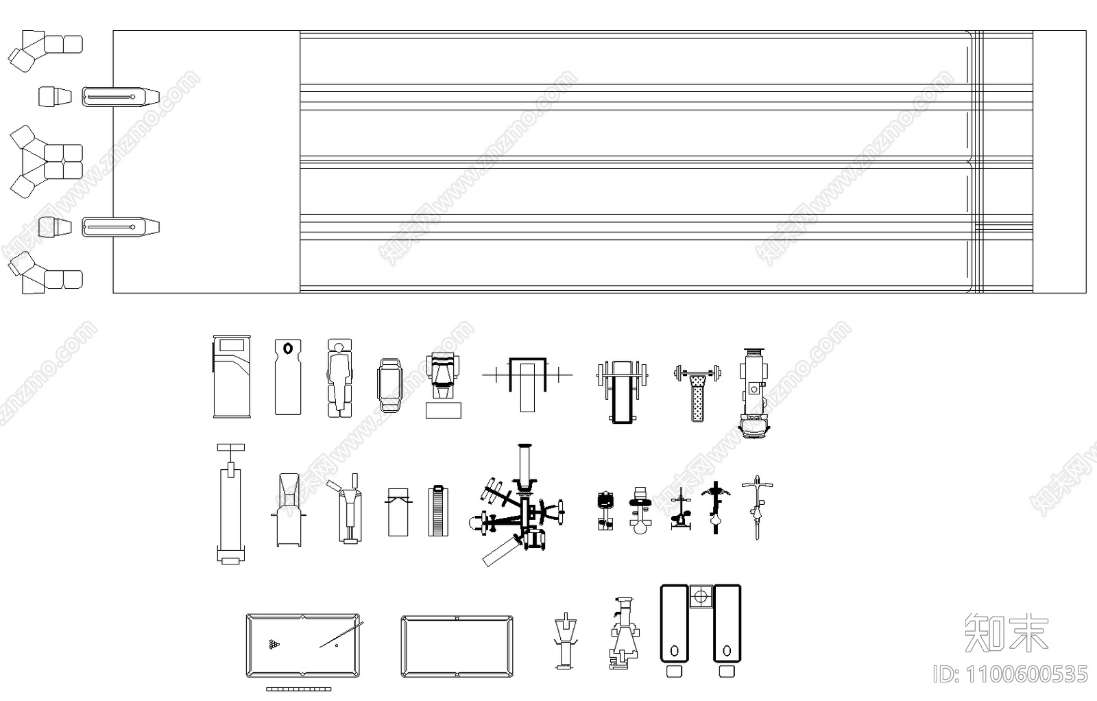 健身器材模块施工图下载【ID:1100600535】