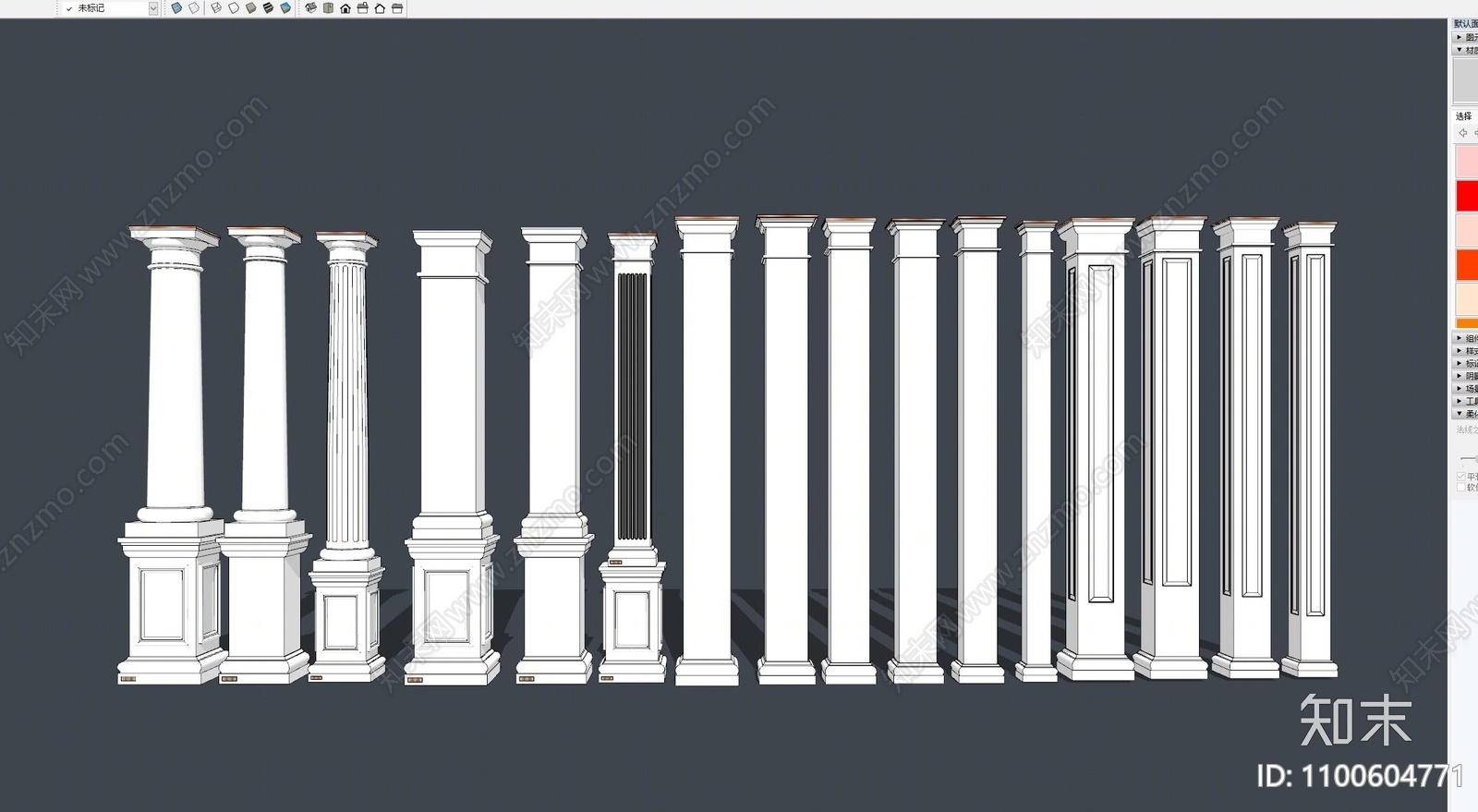 欧式罗马柱SU模型下载【ID:1100604771】