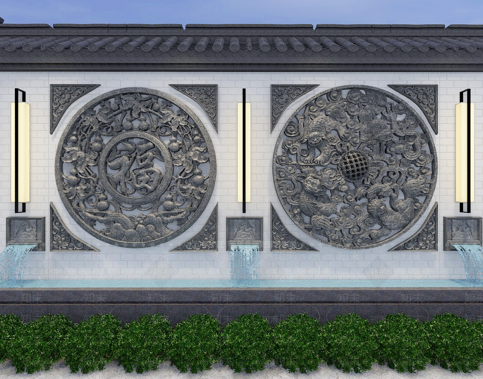 中式雕花景墙3D模型下载【ID:1100610144】