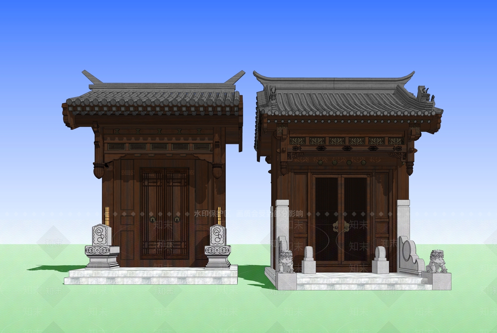 中式门头SU模型下载【ID:1100614921】