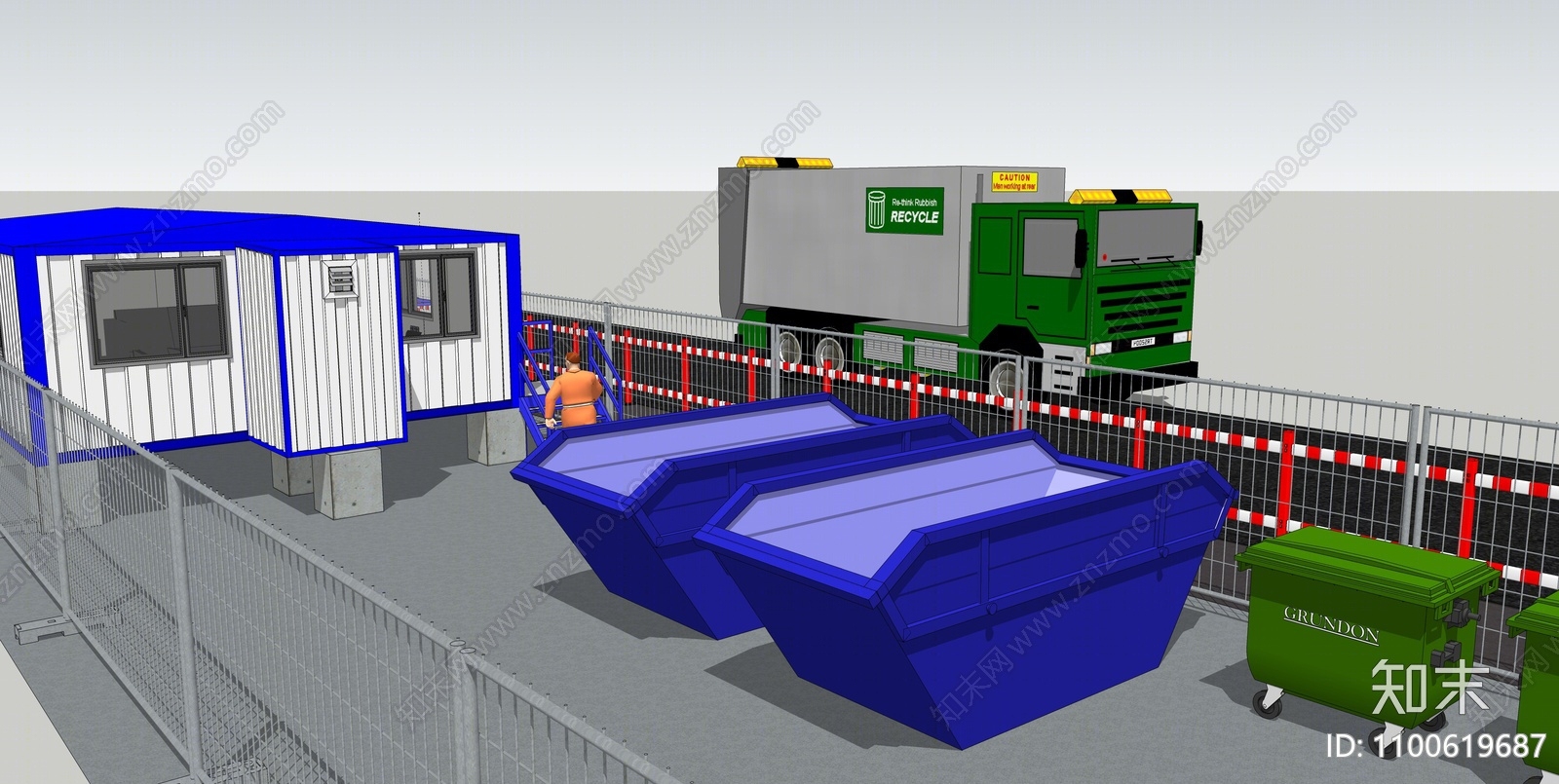 现代垃圾站SU模型下载【ID:1100619687】