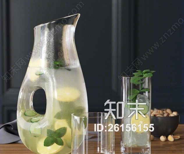 现代玻璃杯柠檬水3D模型下载【ID:26156155】
