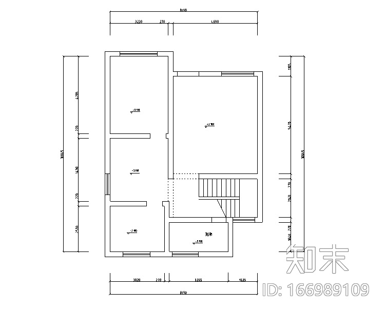 金源三层经济型别墅室内装修图（附效果图）cad施工图下载【ID:166989109】