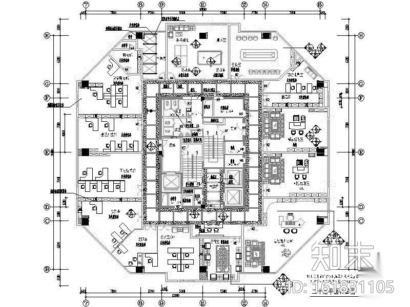 某大型办公室装饰装修图cad施工图下载【ID:161831105】