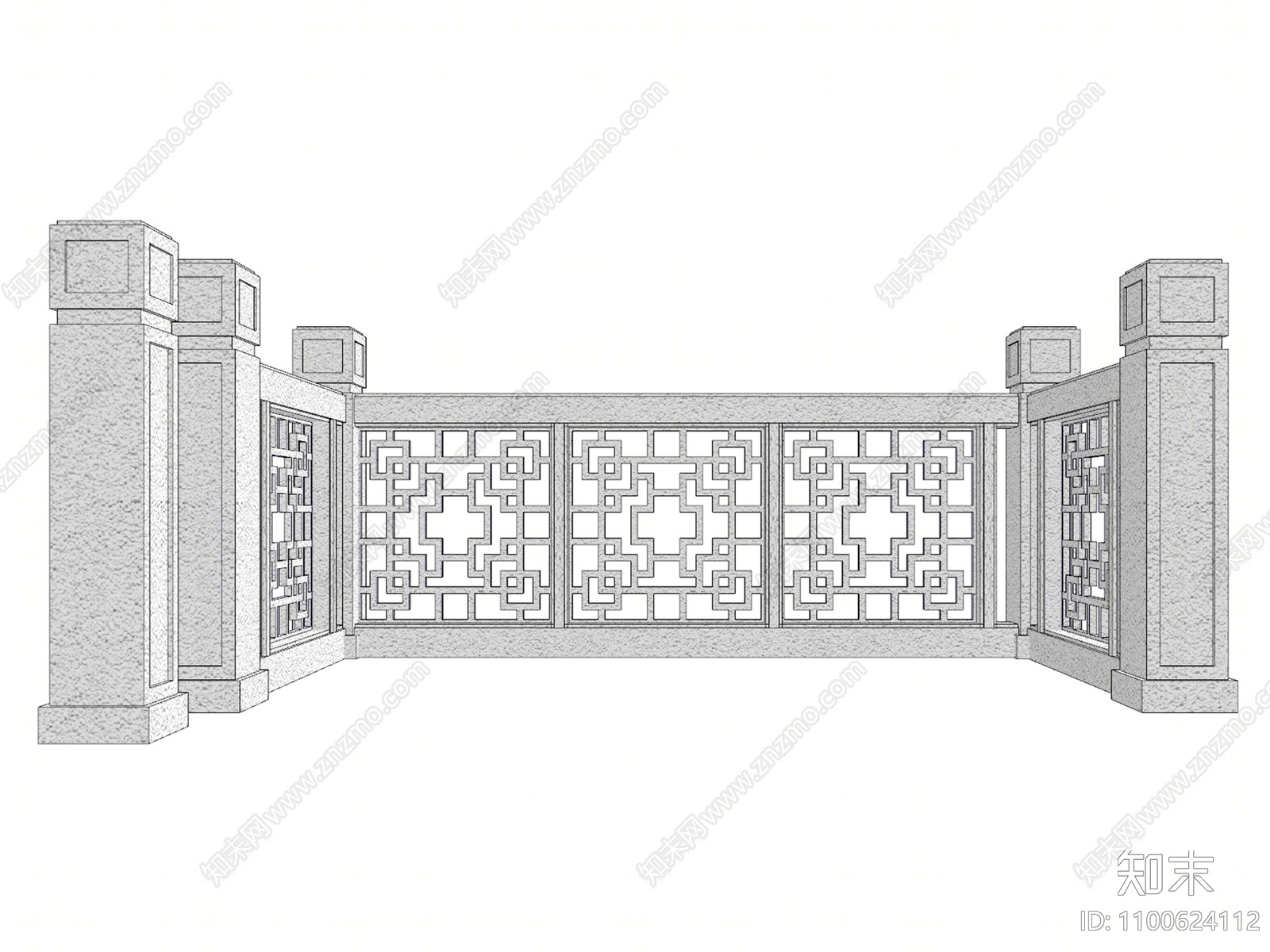 中式大理石栏杆SU模型下载【ID:1100624112】