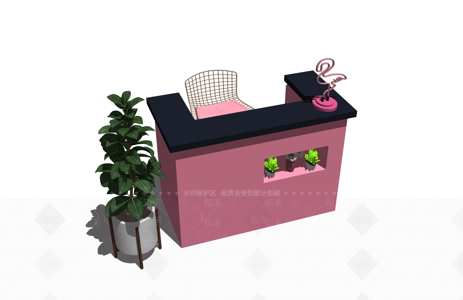 现代接待台SU模型下载【ID:1100665988】