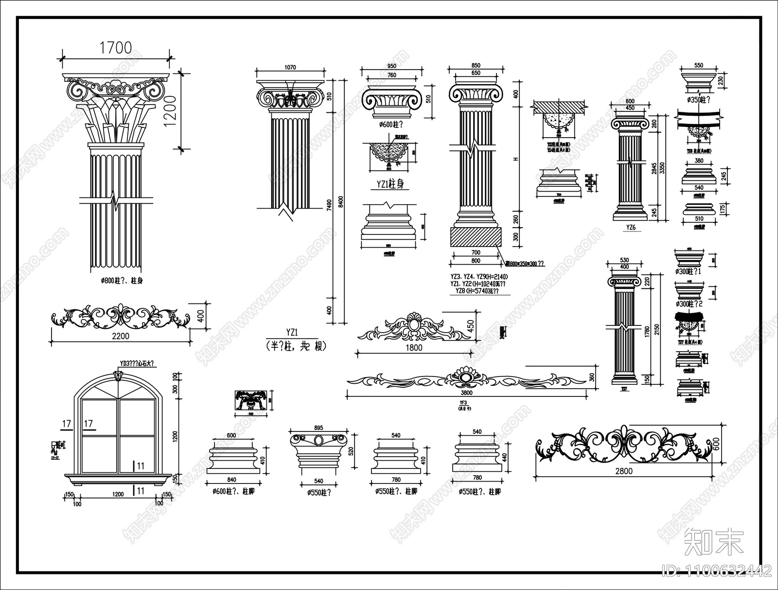 欧式栏杆柱施工图下载【ID:1100632442】
