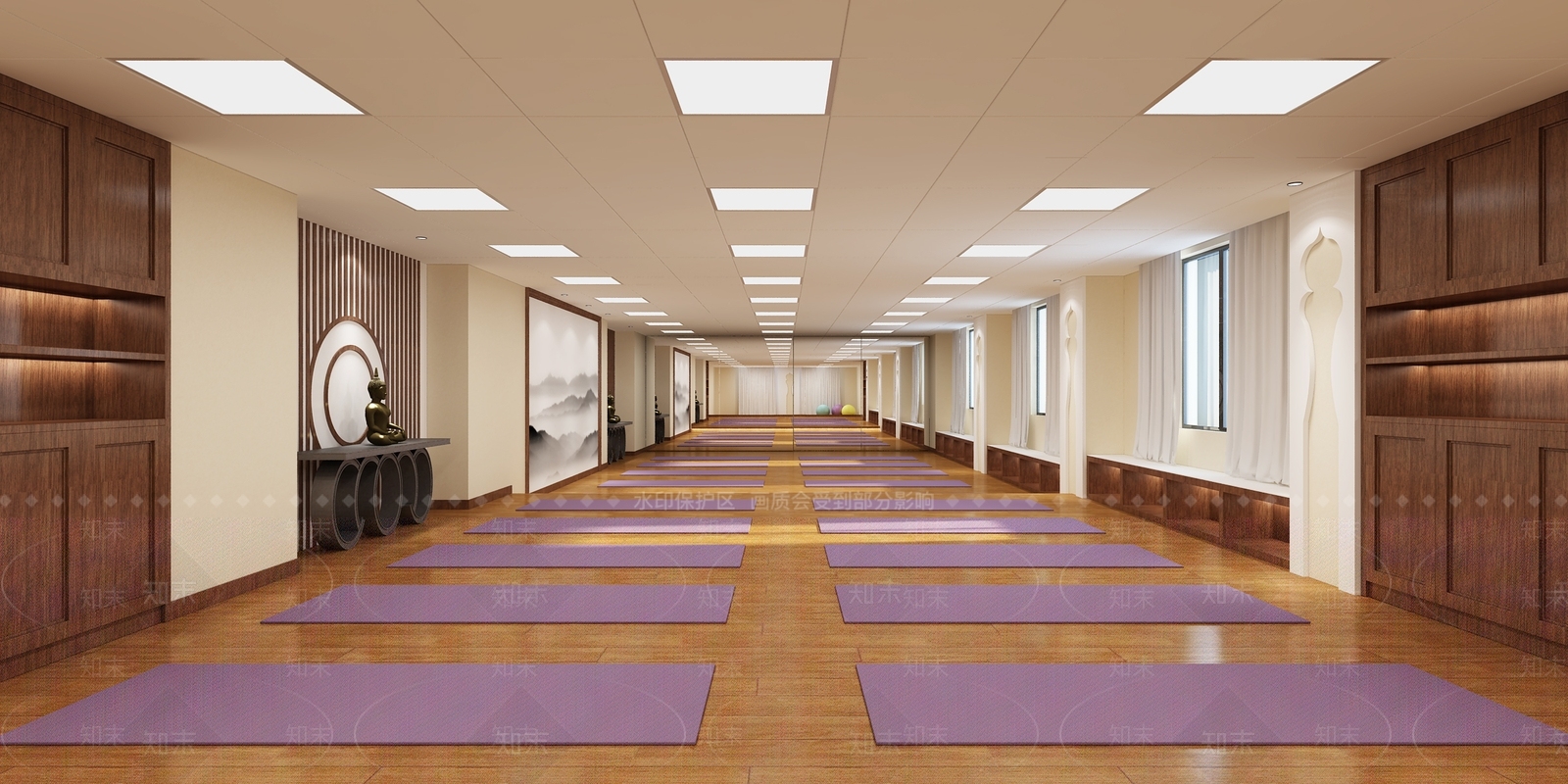 现代瑜伽训练室3D模型下载【ID:1100644421】
