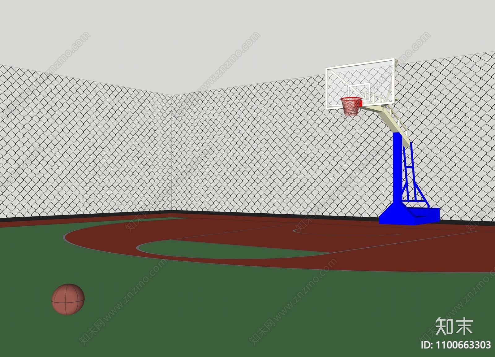 现代篮球场SU模型下载【ID:1100663303】