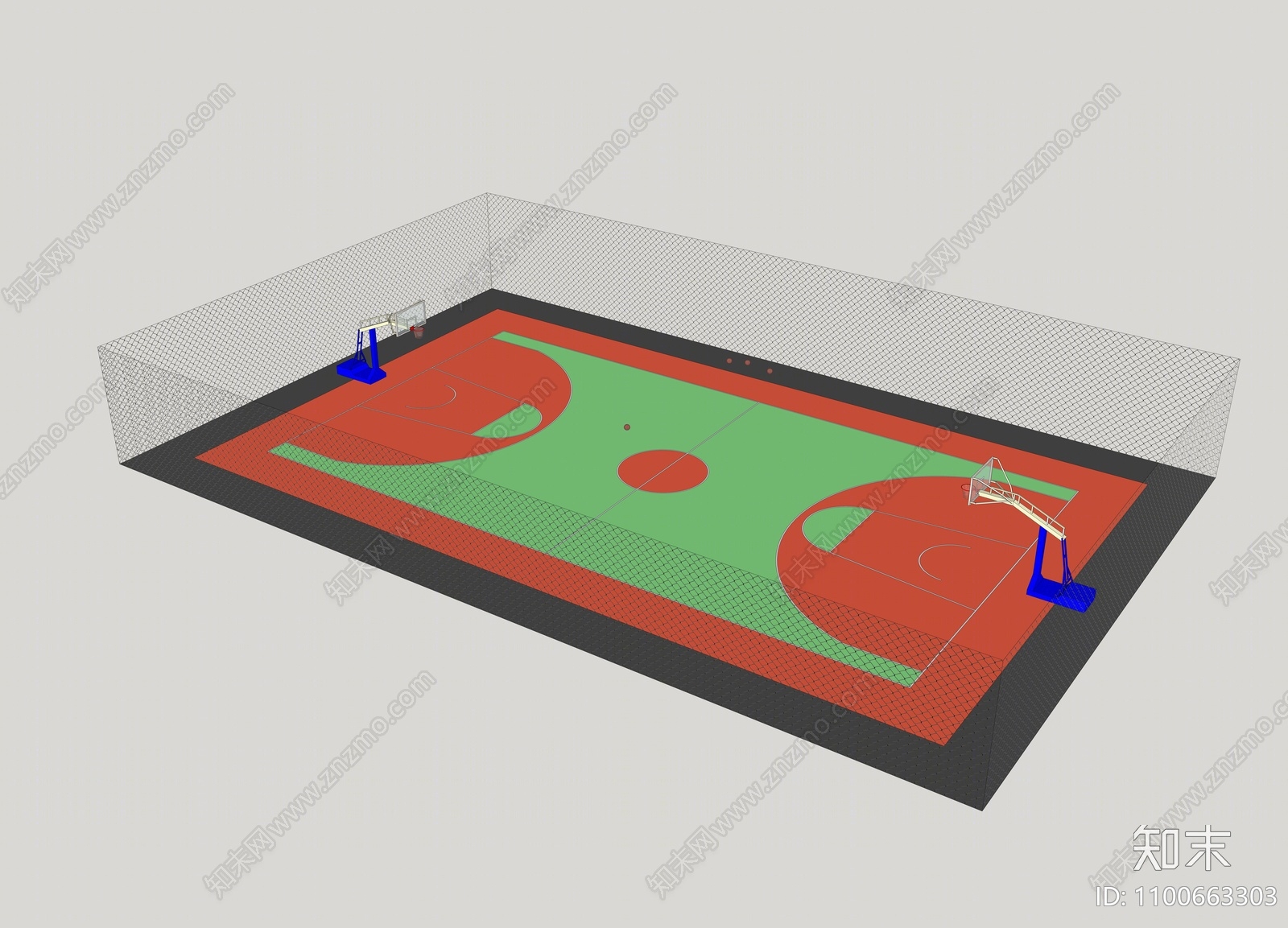 现代篮球场SU模型下载【ID:1100663303】