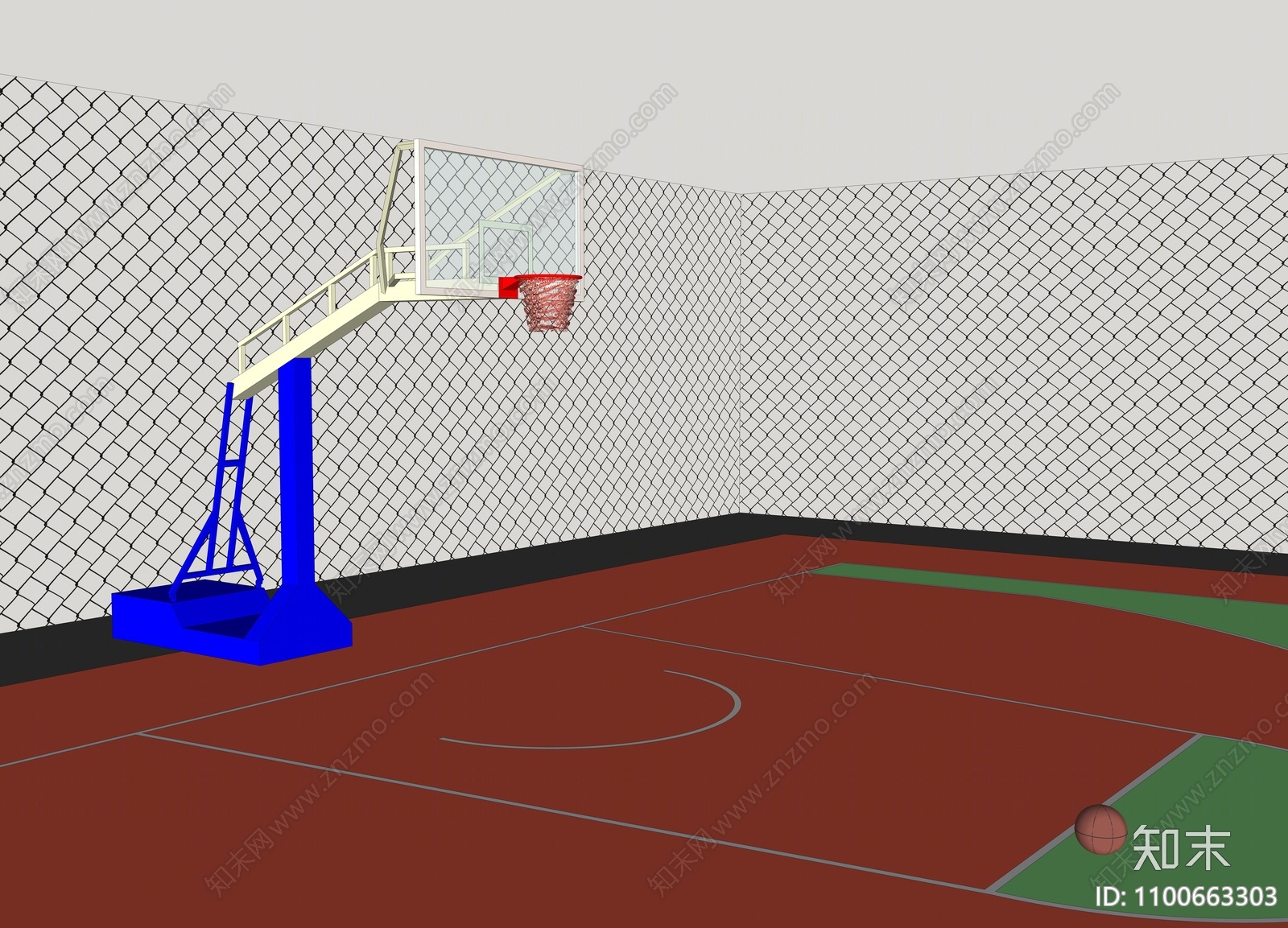 现代篮球场SU模型下载【ID:1100663303】