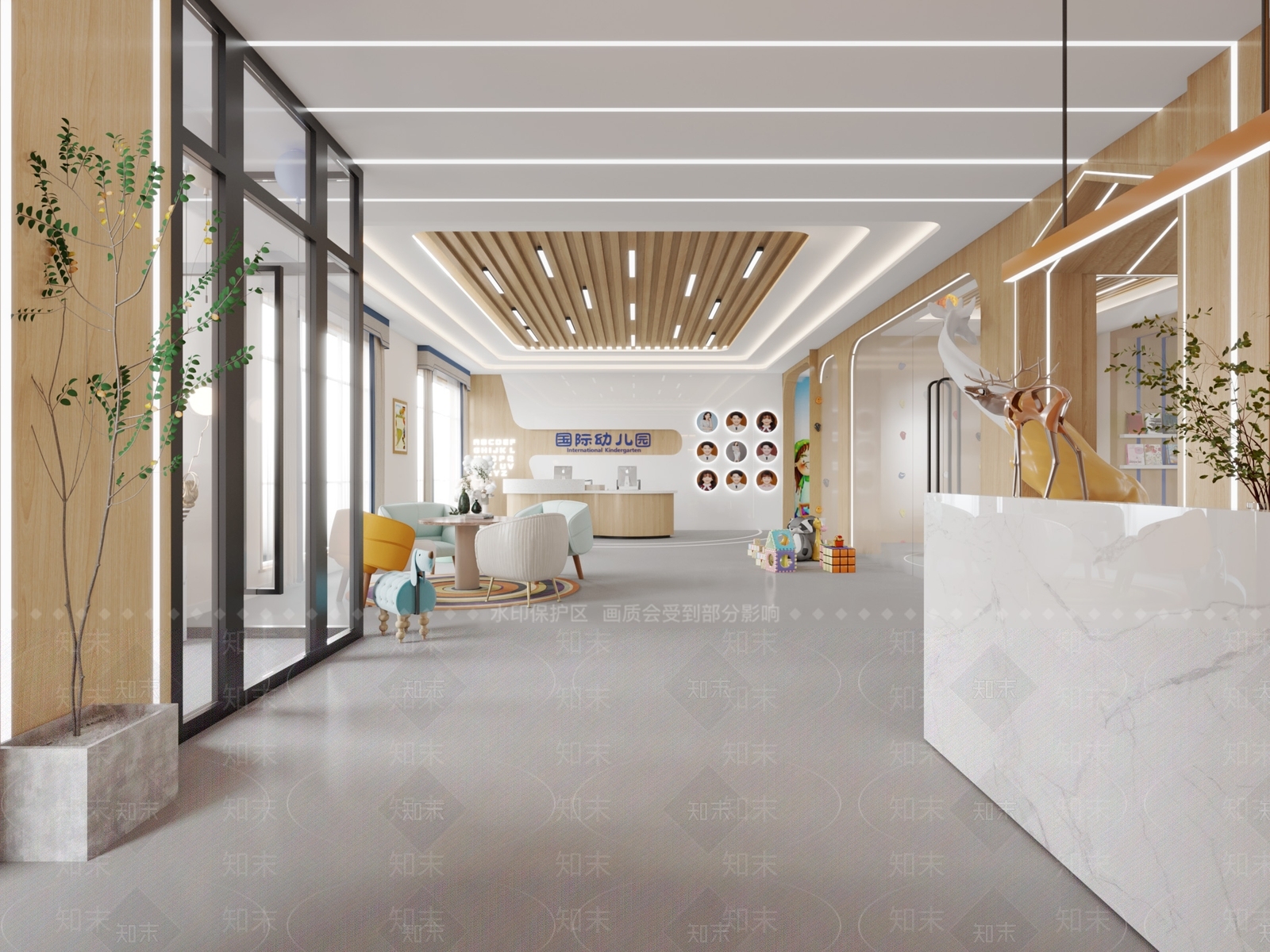 现代幼儿园大厅3D模型下载【ID:1100645392】