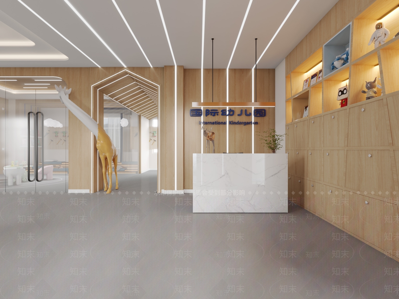 现代幼儿园大厅3D模型下载【ID:1100645392】