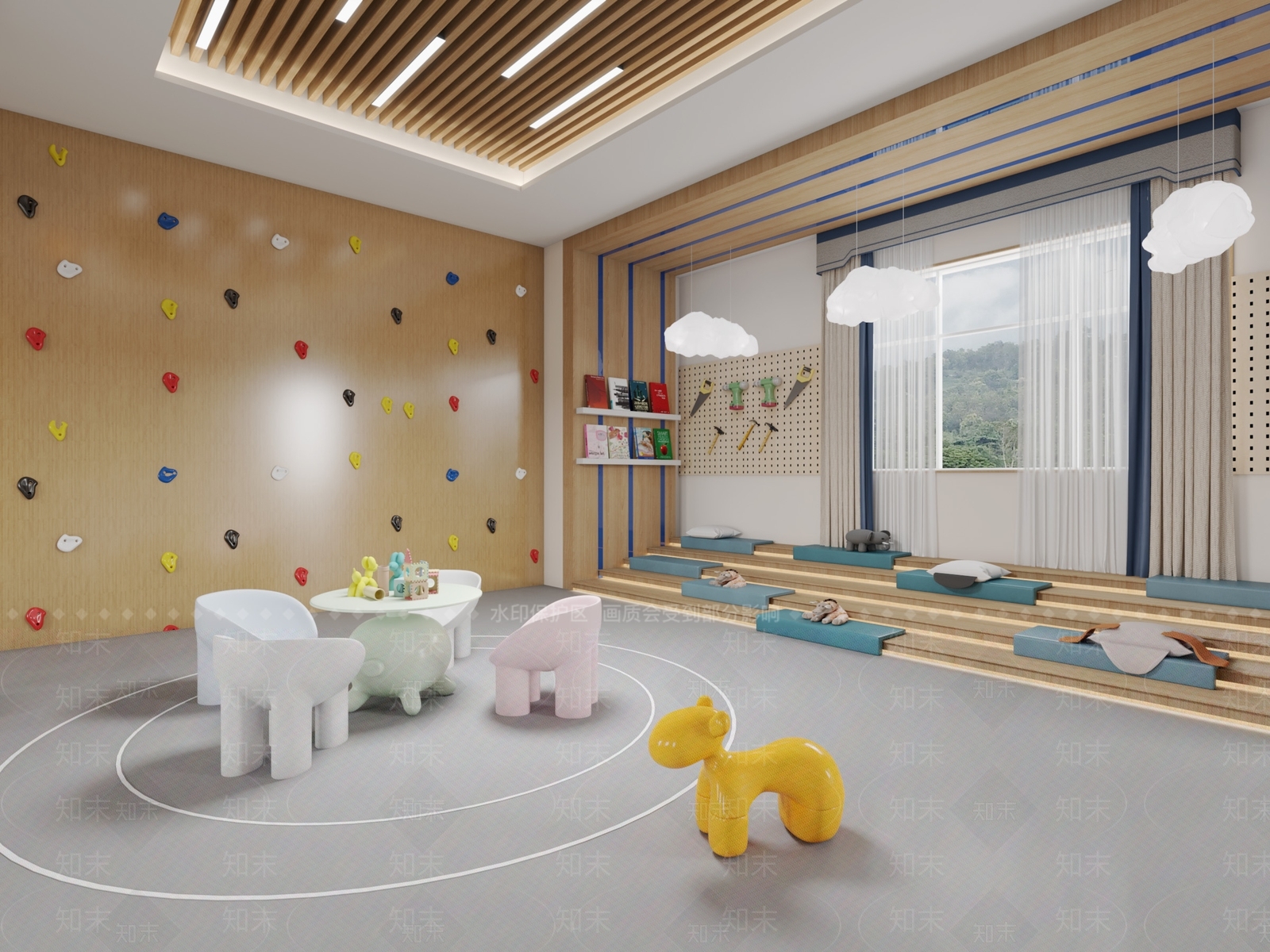 现代幼儿园大厅3D模型下载【ID:1100645392】