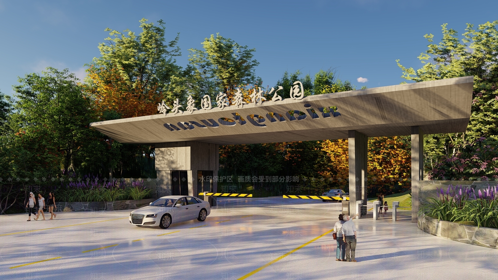 现代公园景区门头SU模型下载【ID:1100648407】