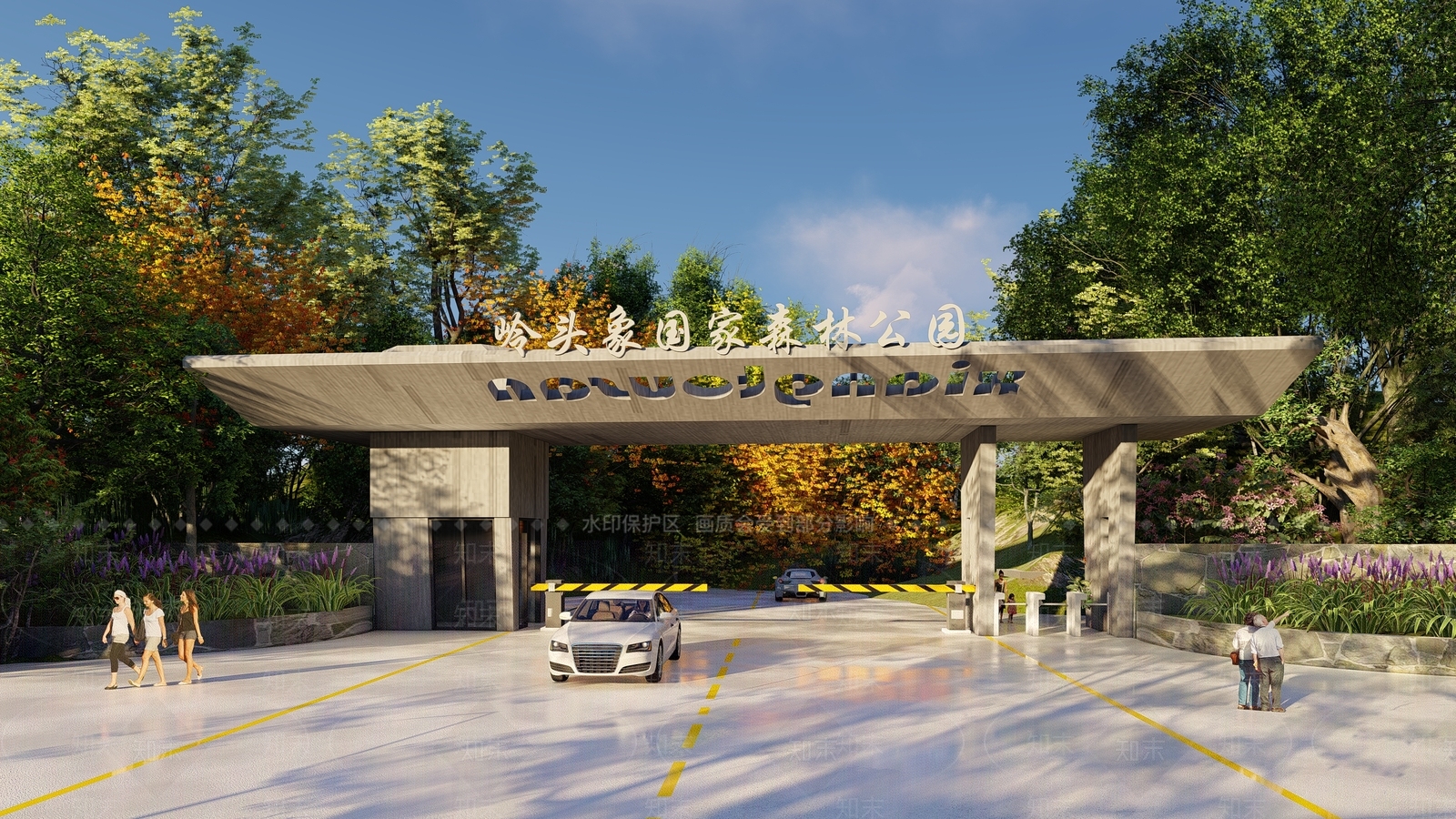 现代公园景区门头SU模型下载【ID:1100648407】
