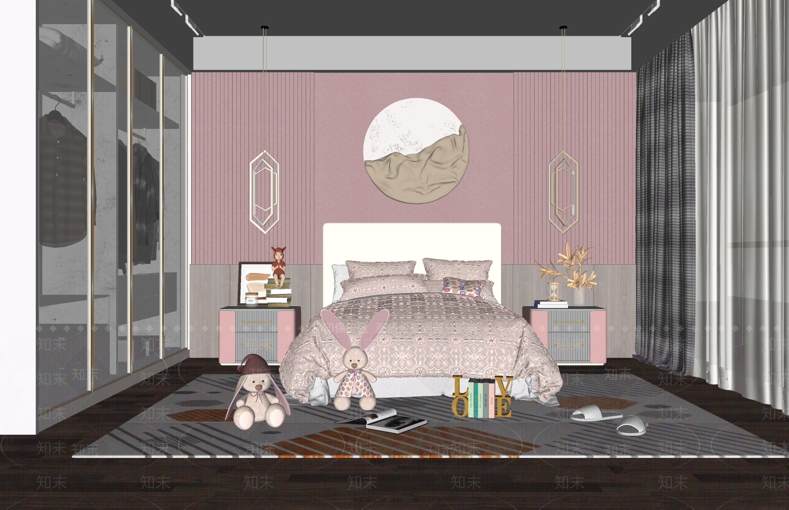 现代家居卧室SU模型下载【ID:1100655634】
