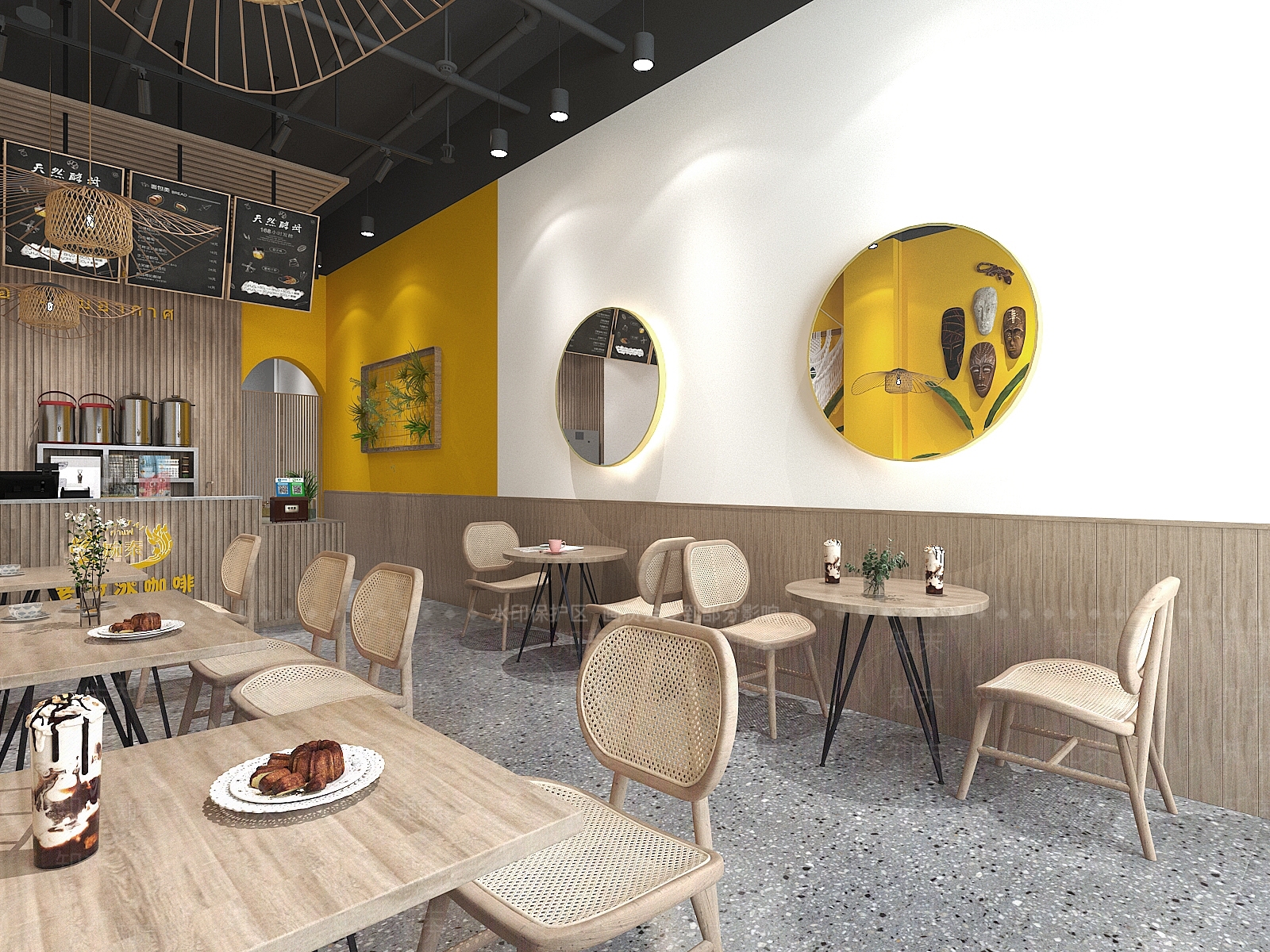 北欧奶茶咖啡店3D模型下载【ID:1100659900】