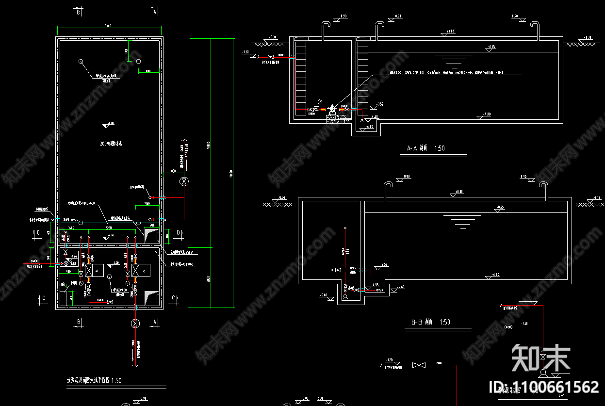 消防水池cad施工图下载【ID:1100661562】