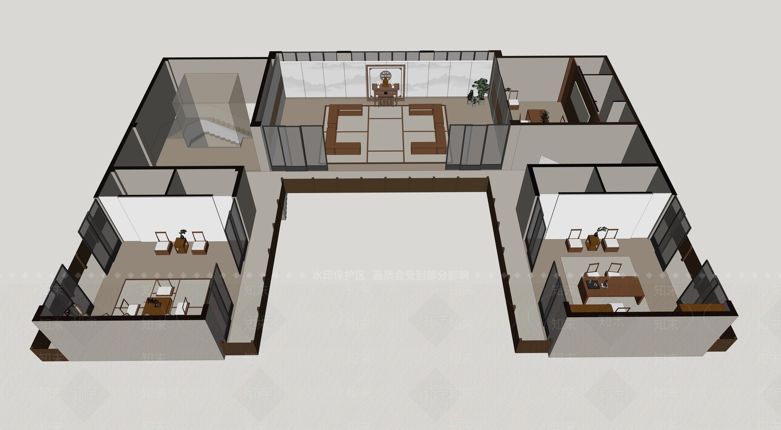 现代商业展厅SU模型下载【ID:1100665593】