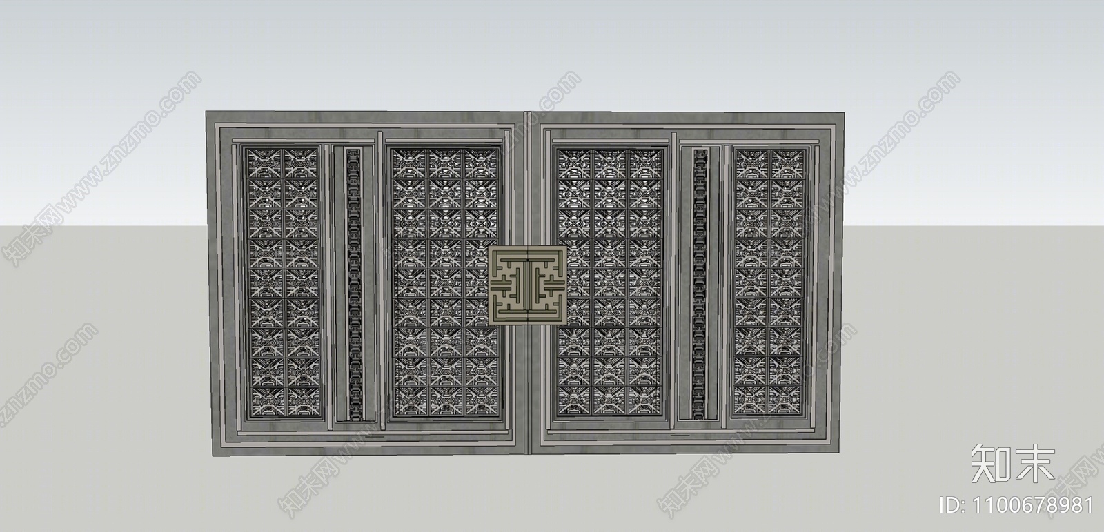 新中式入口大门SU模型下载【ID:1100678981】