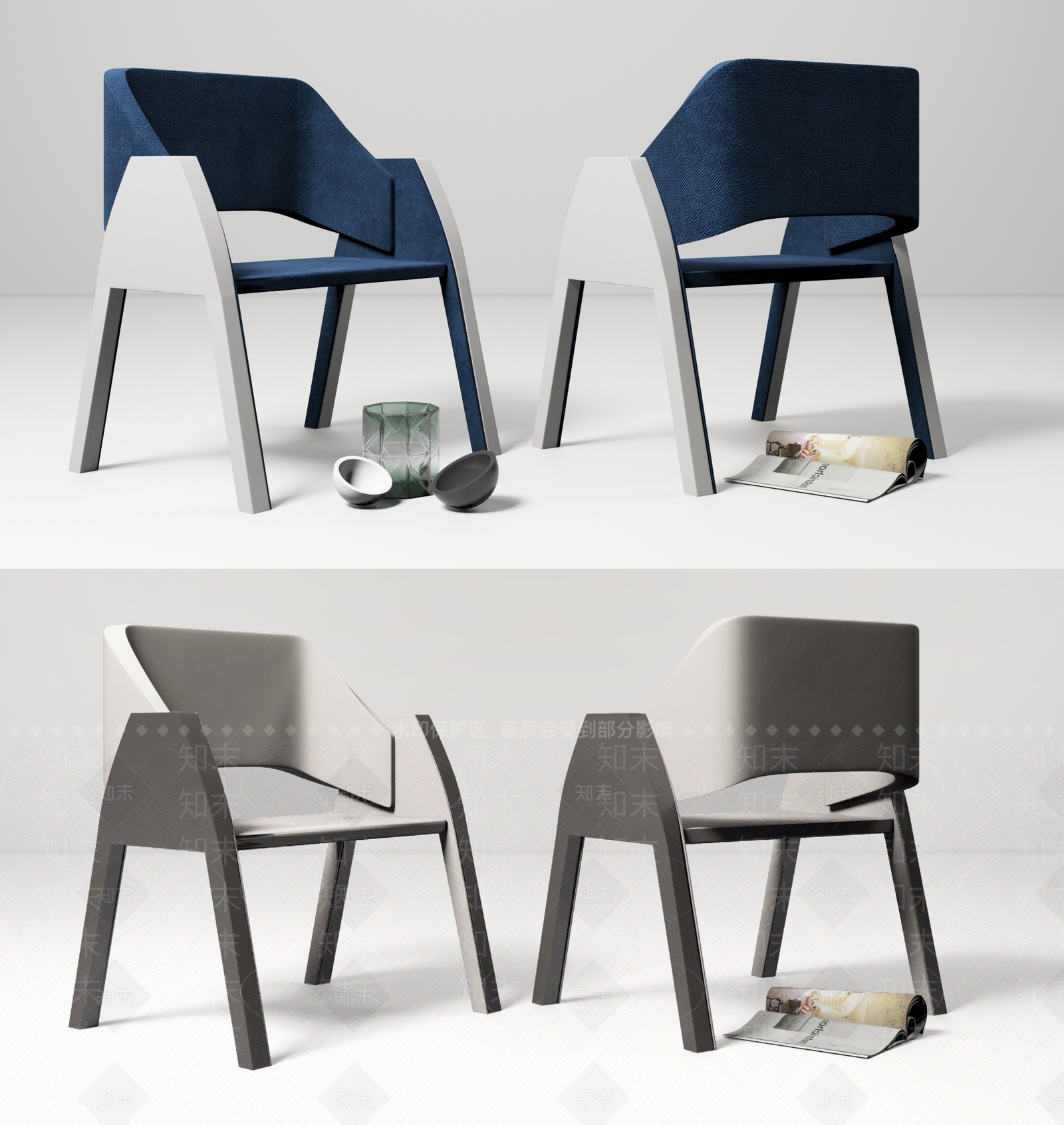现代椅子凳子组合3D模型下载【ID:1100683721】