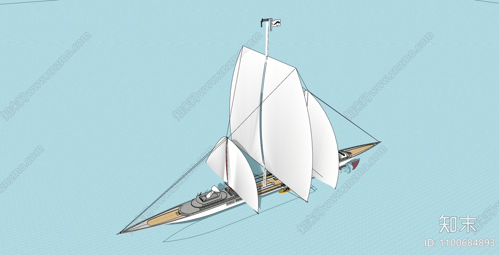 现代帆船SU模型下载【ID:1100684893】