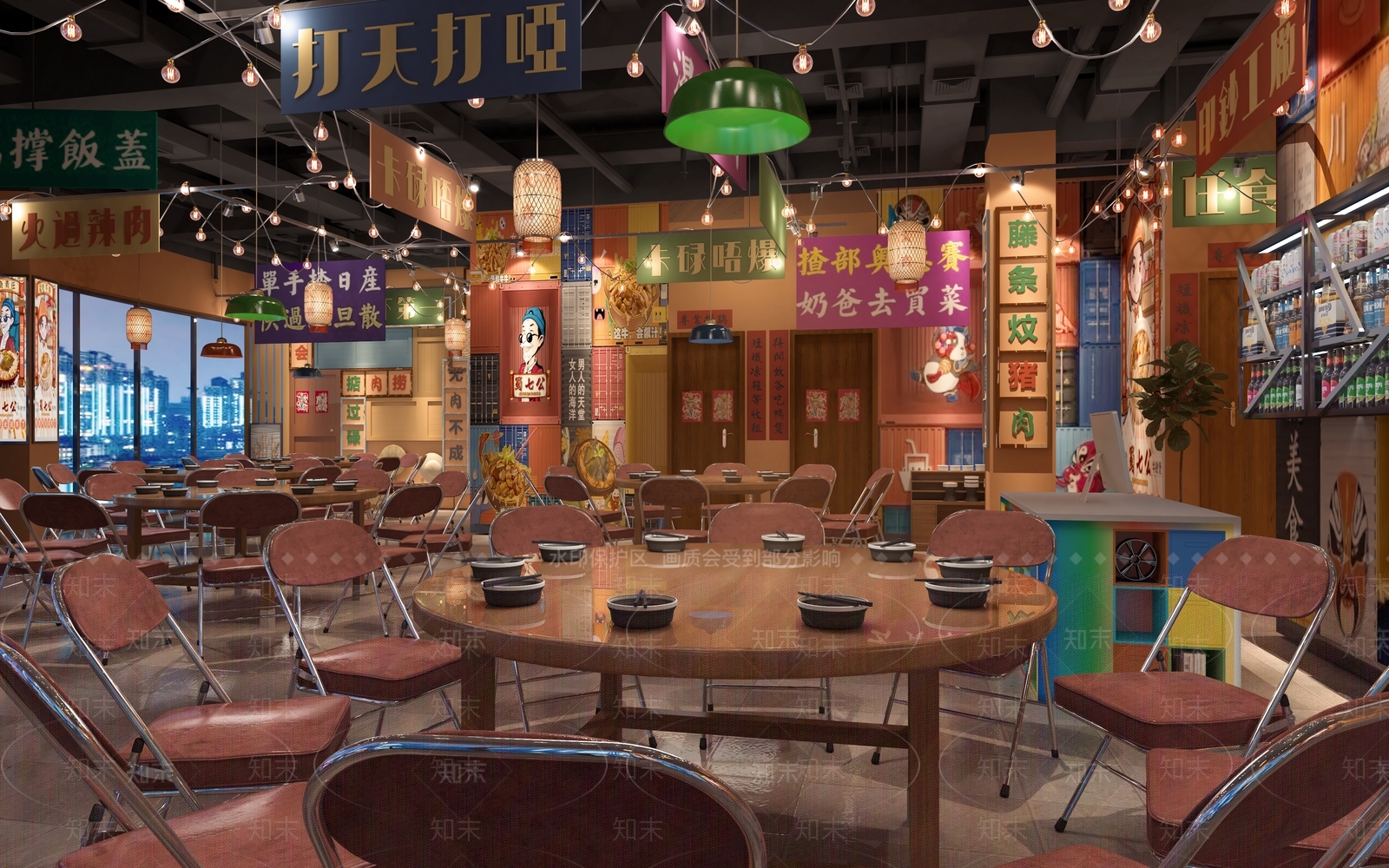 工业风火锅店3D模型下载【ID:1100689311】