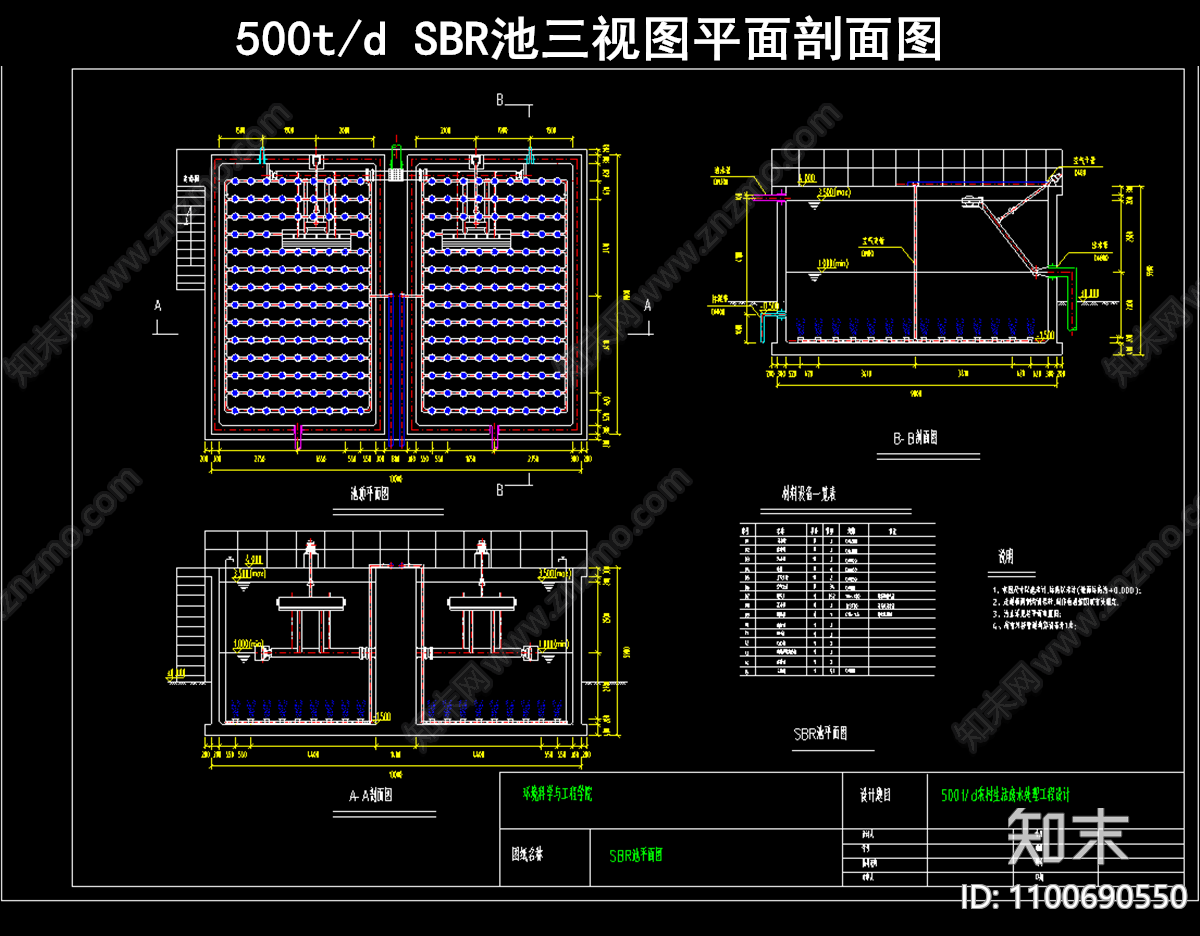 废水处理SBR池施工图下载【ID:1100690550】