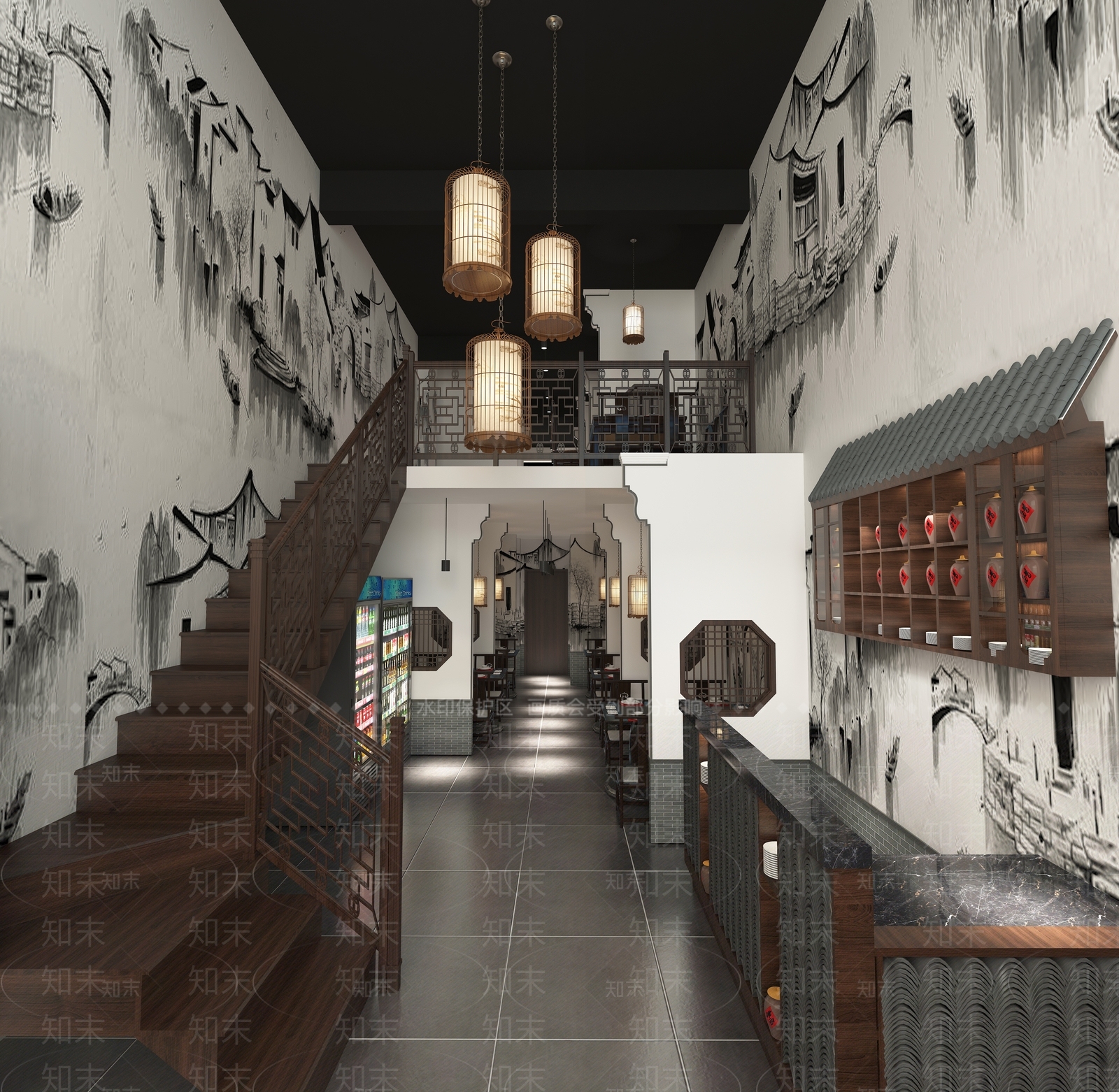 中式火锅店3D模型下载【ID:1100696591】