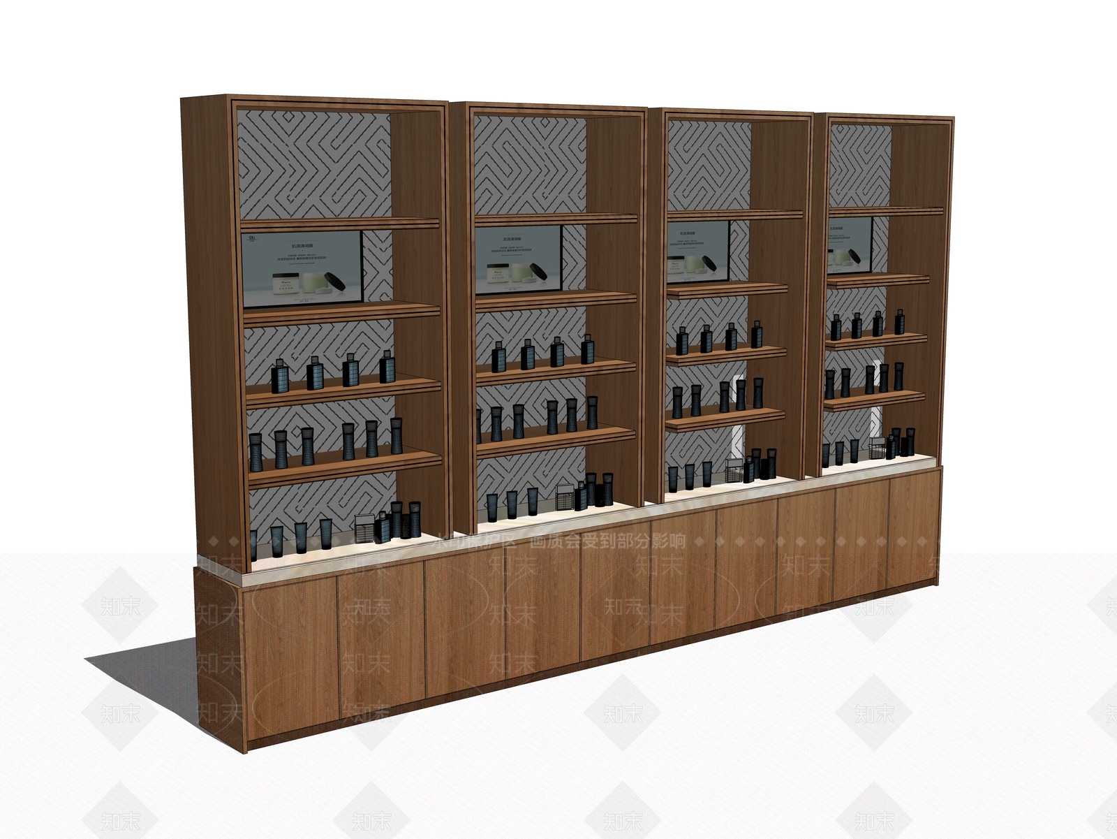 现代化妆品展柜SU模型下载【ID:1100696673】
