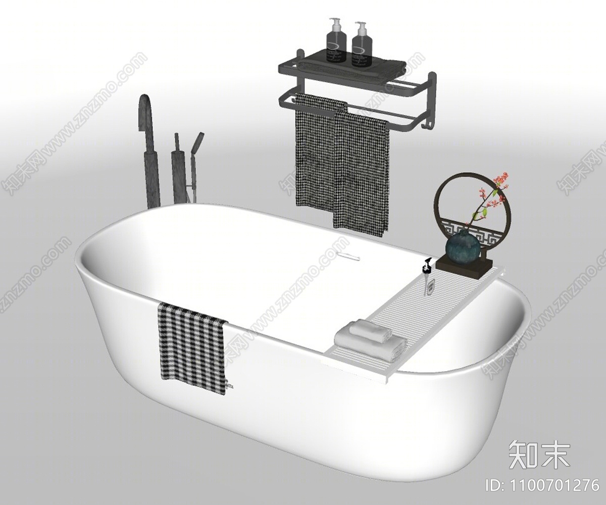 现代浴缸SU模型下载【ID:1100701276】