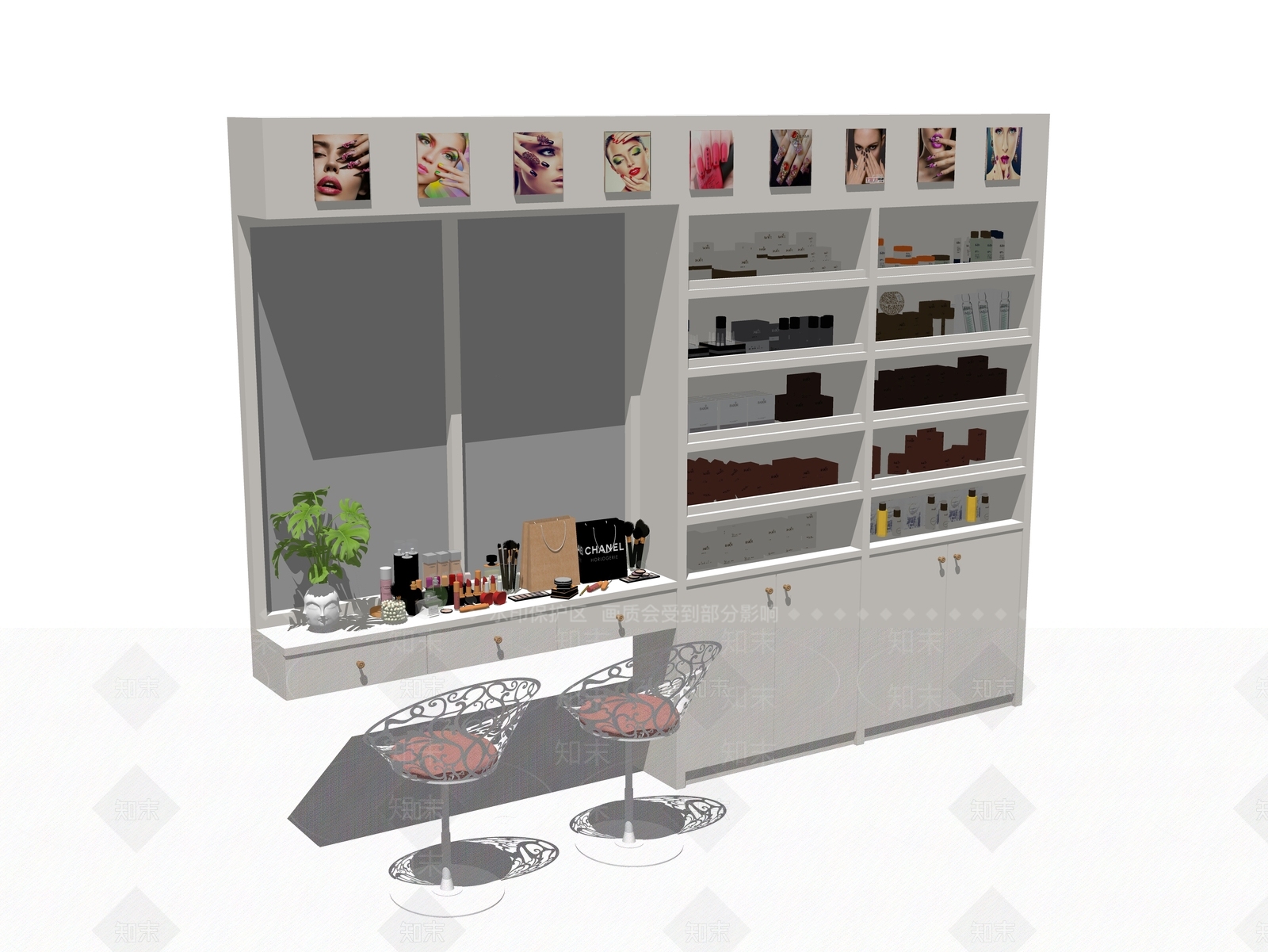 现代化妆品展柜SU模型下载【ID:1100702318】