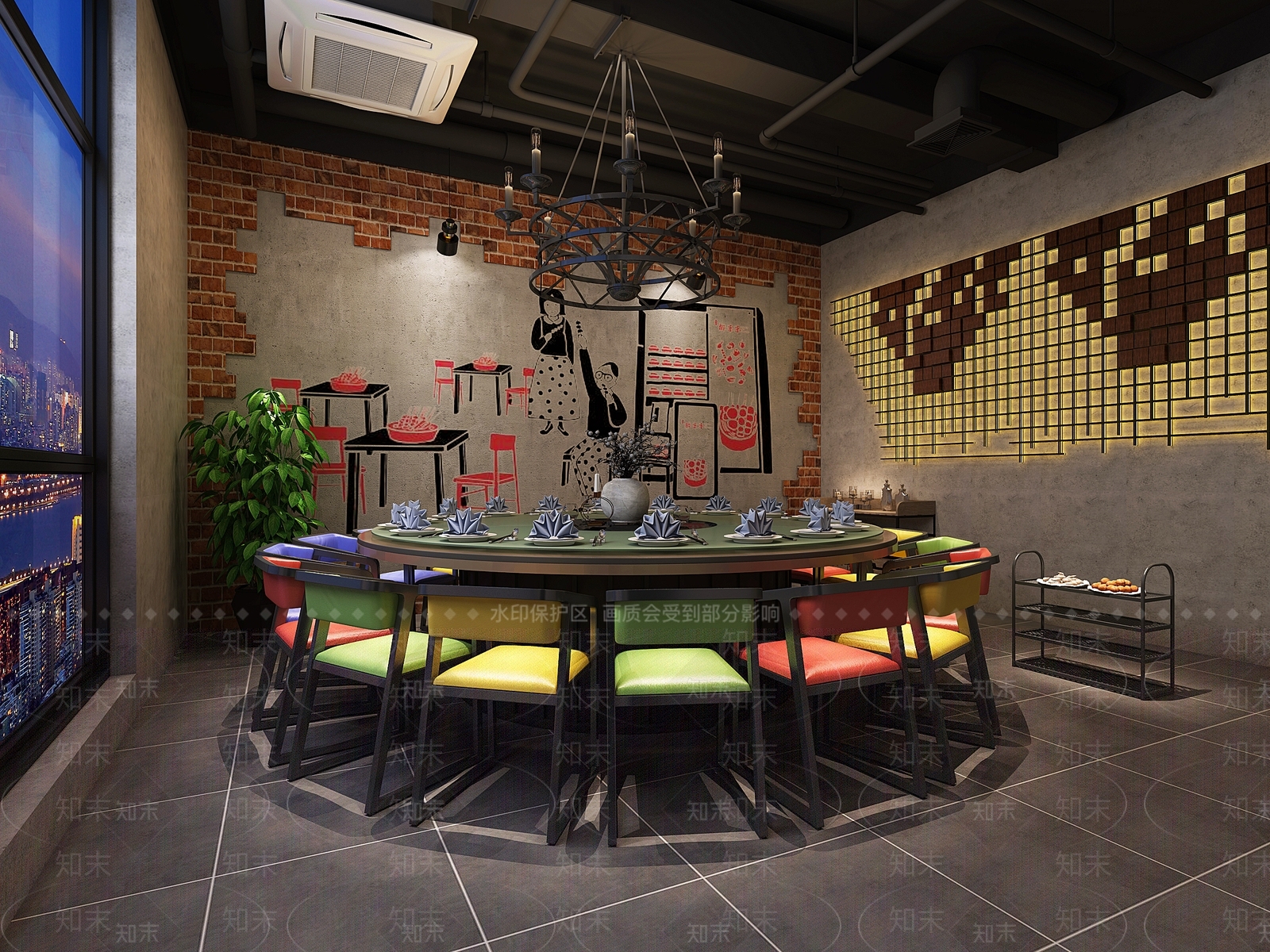 工业风快餐厅3D模型下载【ID:1100703029】