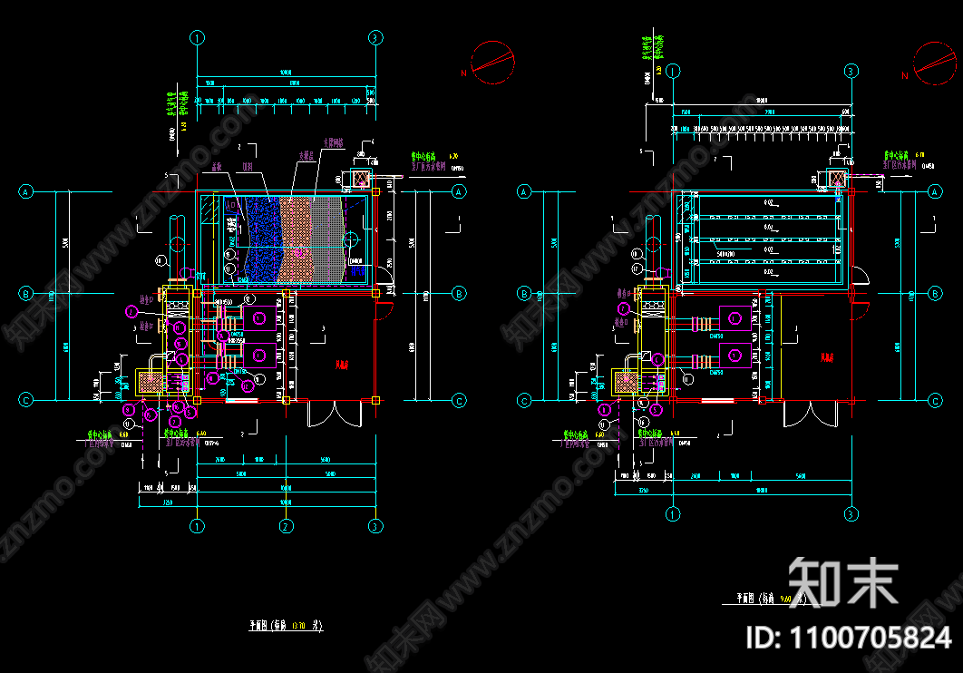 生物除臭设备车间设备cad施工图下载【ID:1100705824】