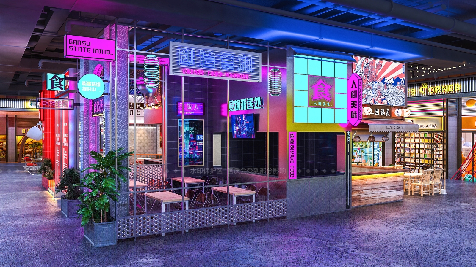 现代港式快餐厅3D模型下载【ID:1100706235】