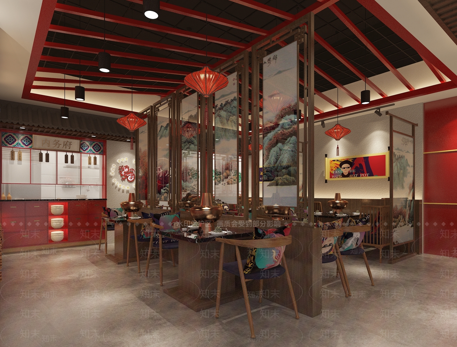 新中式京味火锅店3D模型下载【ID:1100708589】