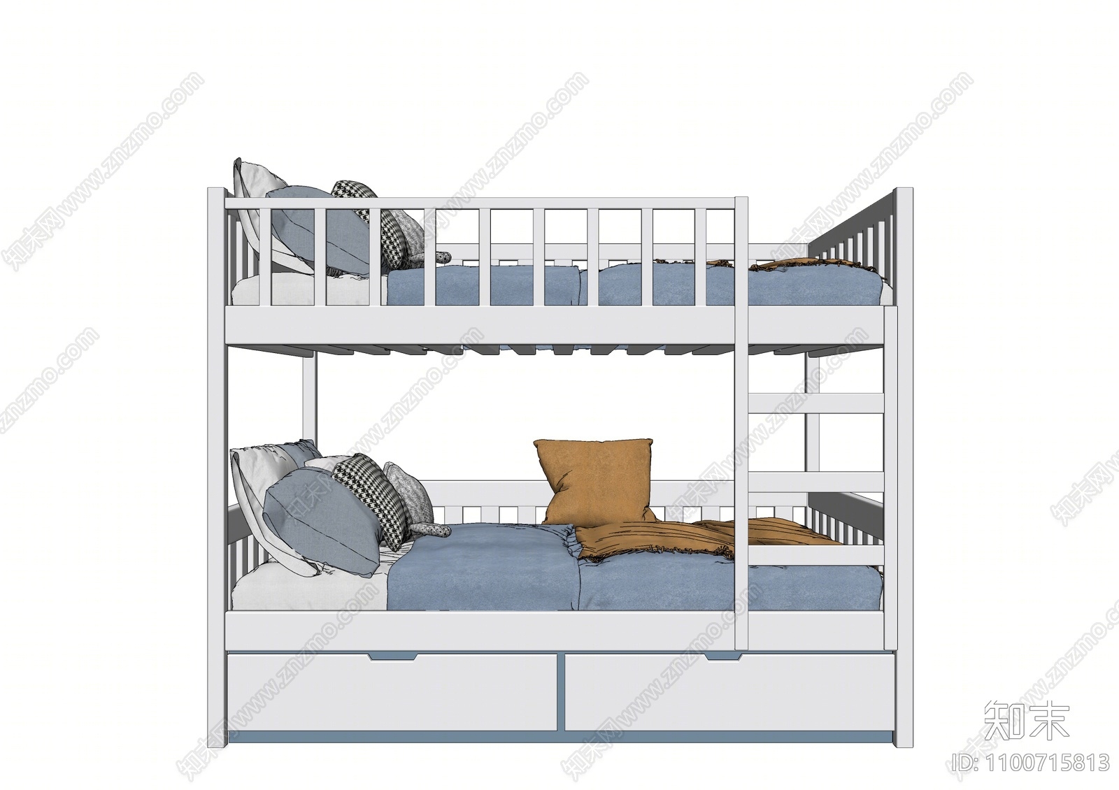 现代简约儿童高低床SU模型下载【ID:1100715813】