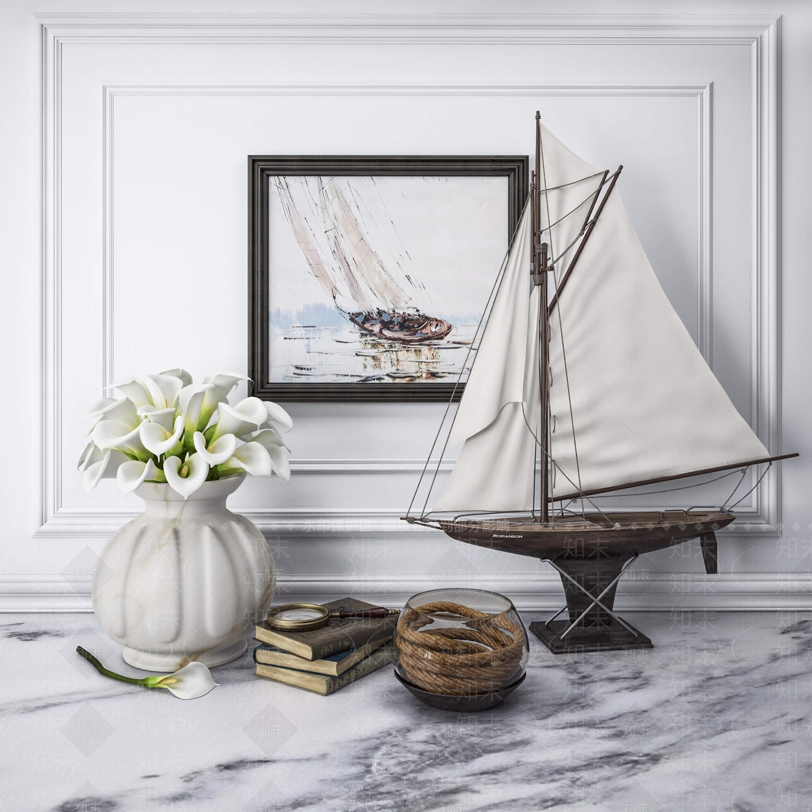 现代桌面花艺饰品摆件3D模型下载【ID:1100717683】