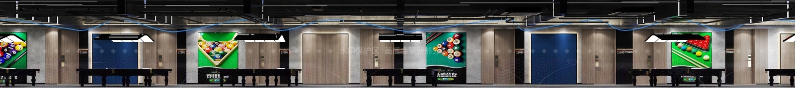 工业风桌球室3D模型下载【ID:1100718282】