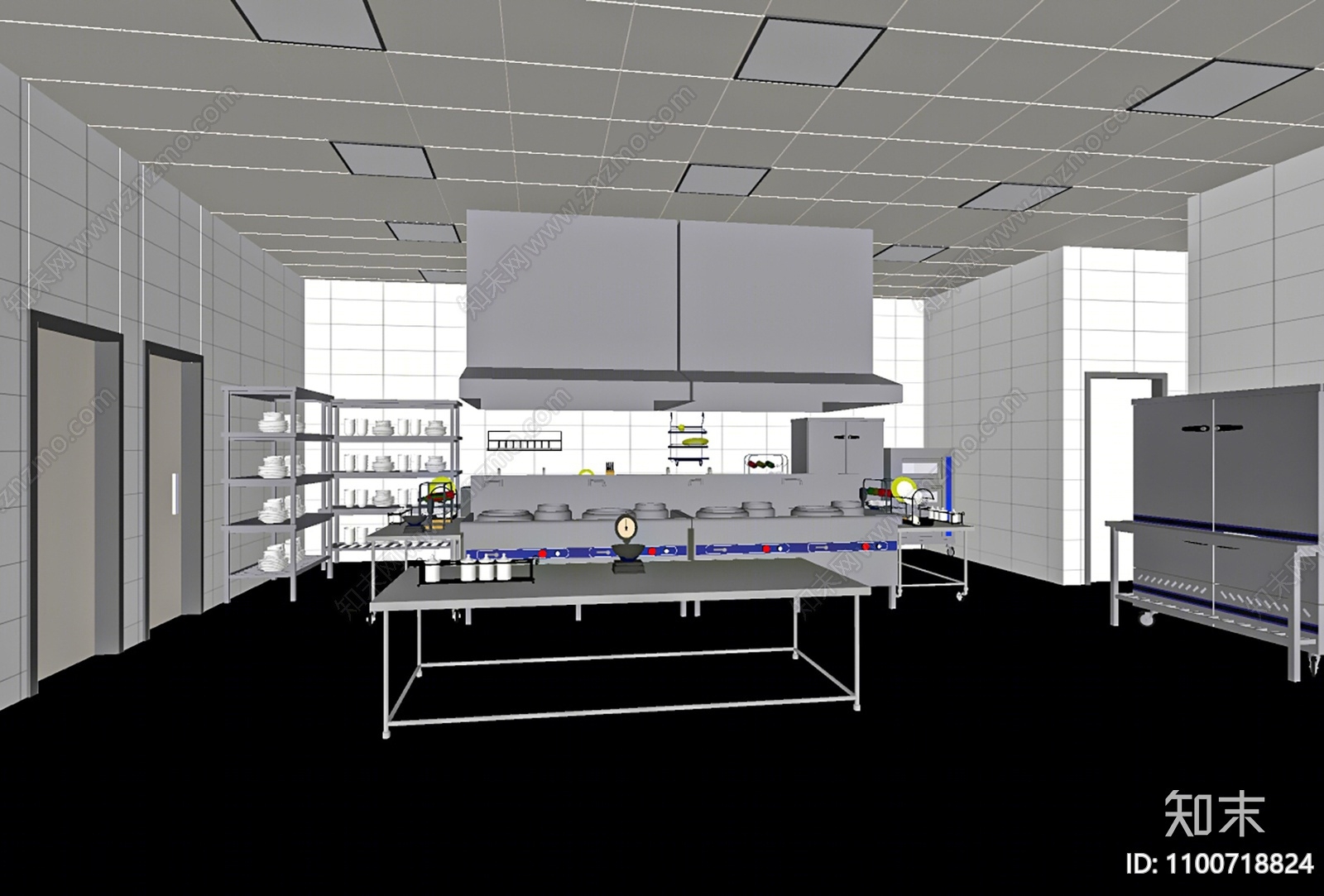 现代酒店后厨SU模型下载【ID:1100718824】