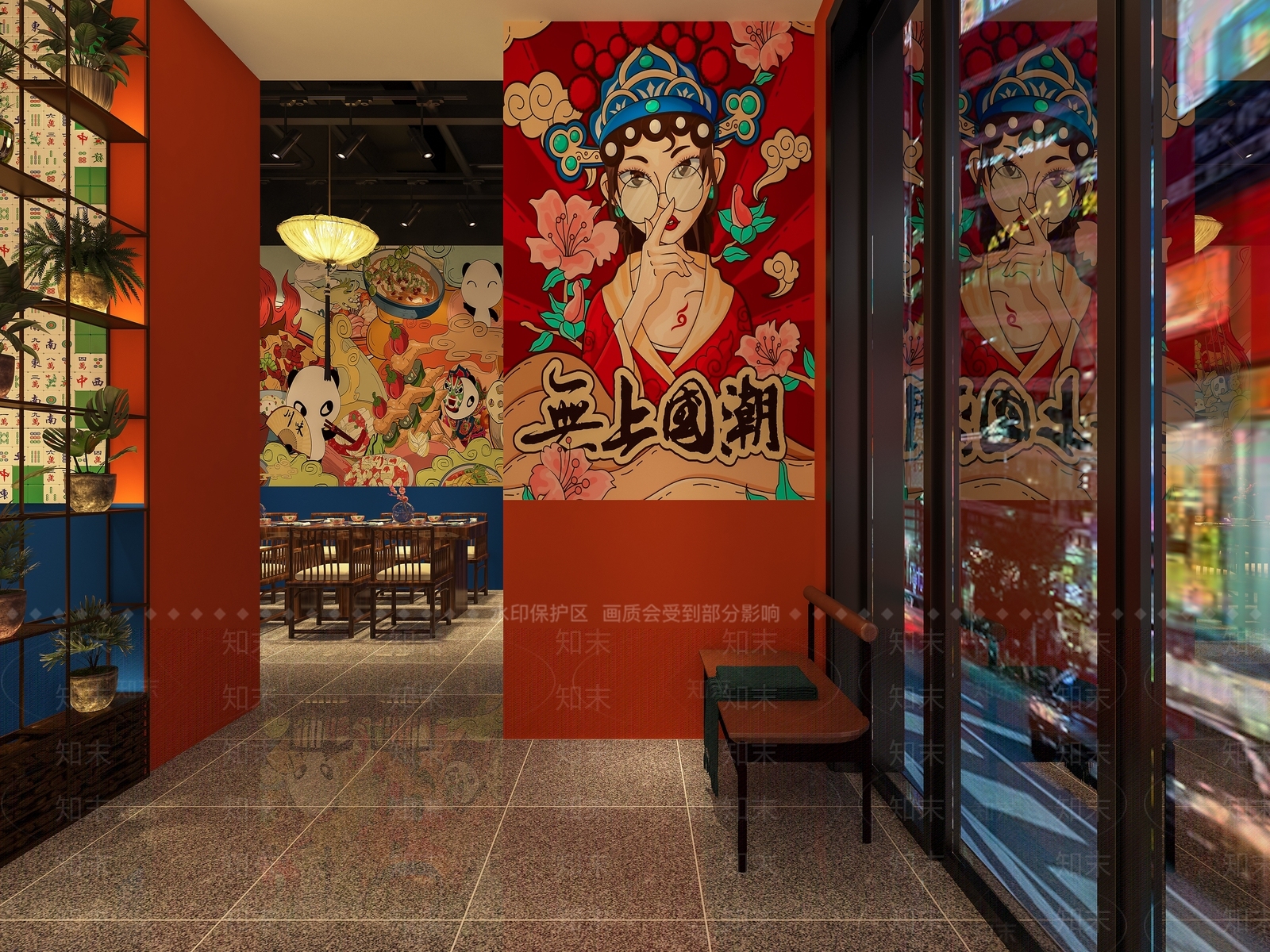 新中式国潮川菜馆火锅店3D模型下载【ID:1100721827】