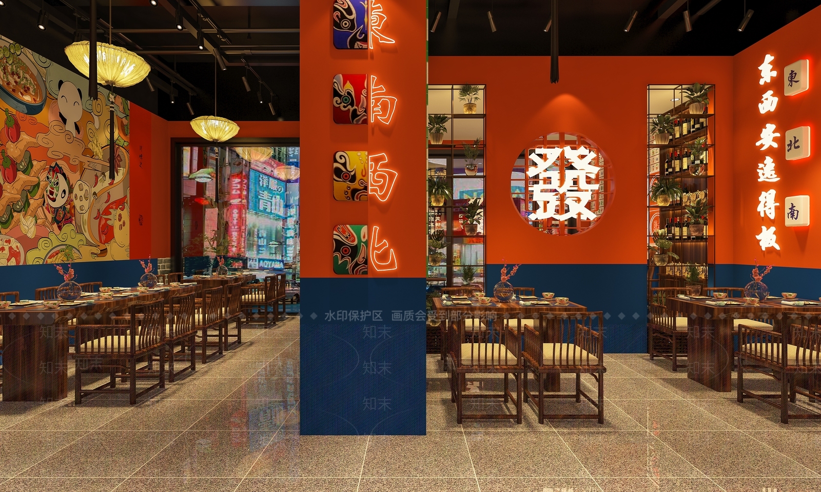 新中式国潮川菜馆火锅店3D模型下载【ID:1100721827】