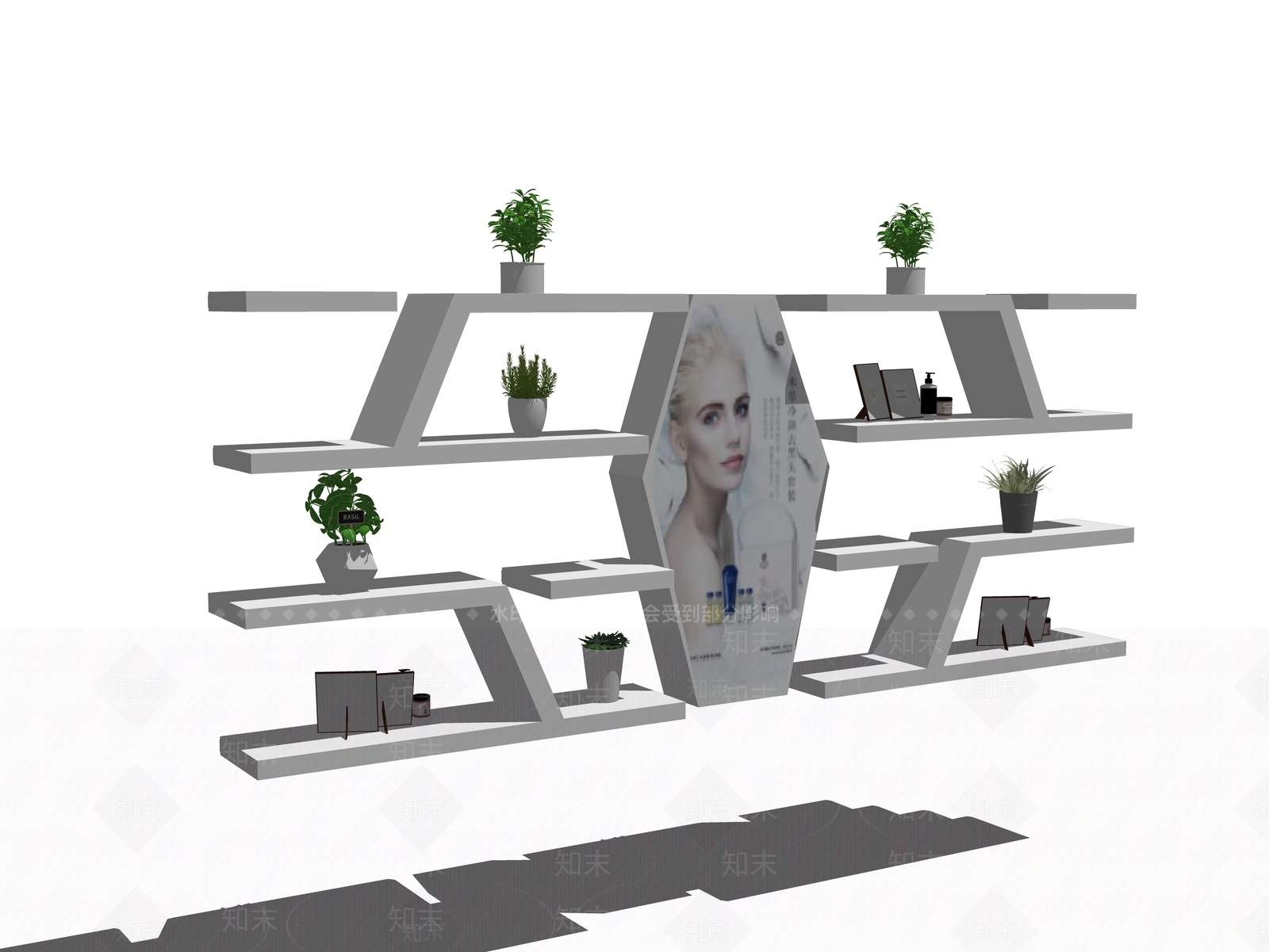 现代化妆品展柜SU模型下载【ID:1100735601】